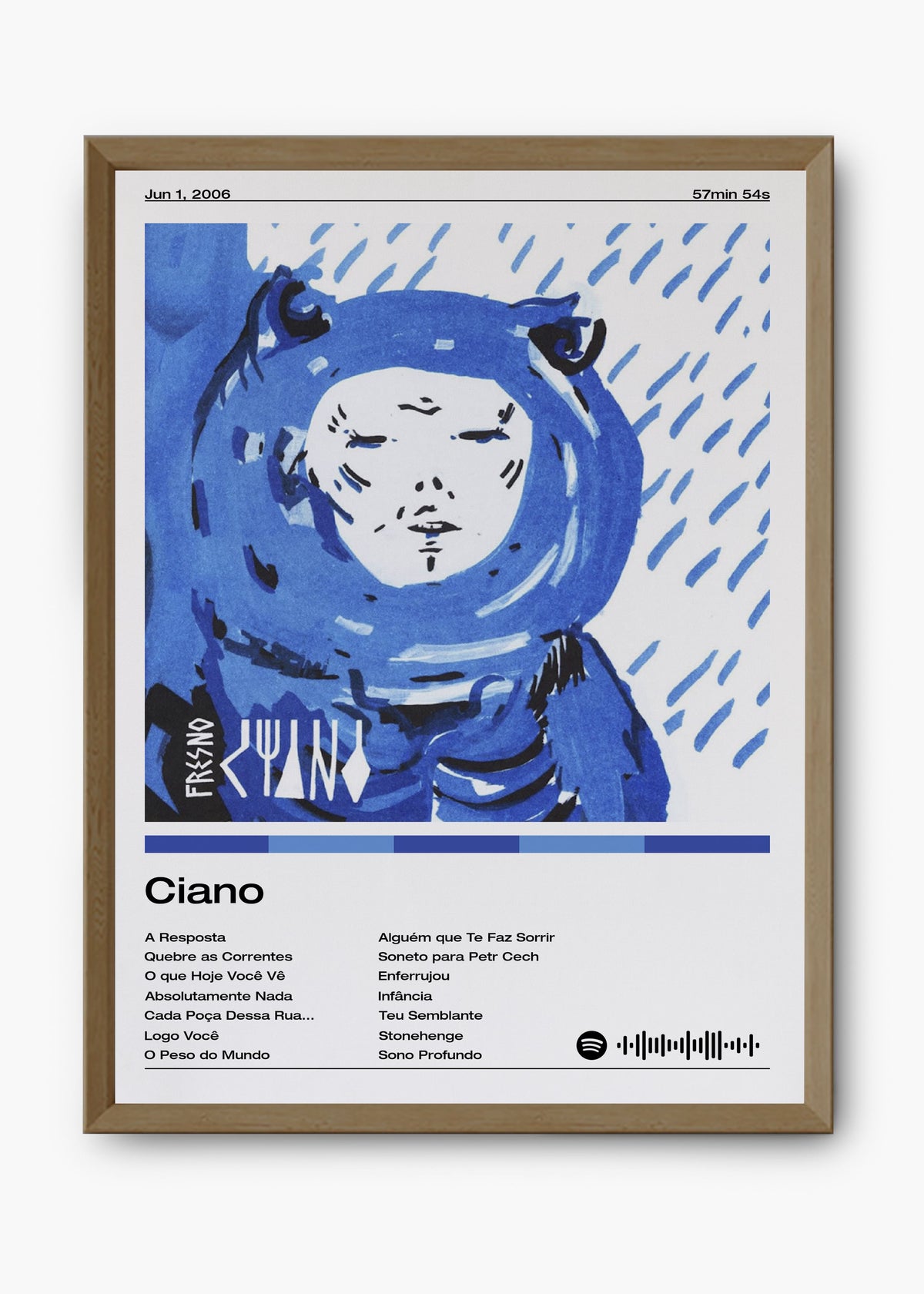 Quadro decorativo Fresno Ciano — arte musical para parede | Cübe Quadros