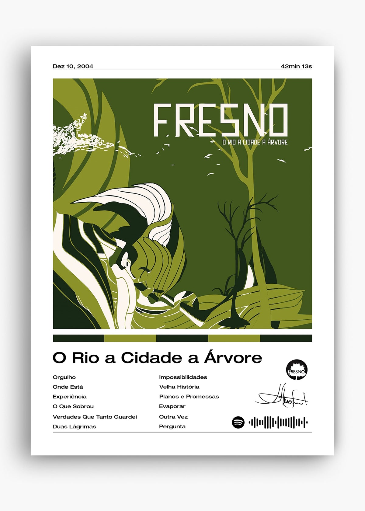 Quadro decorativo Fresno O Rio a Cidade a Árvore — arte musical para parede | Cübe Quadros