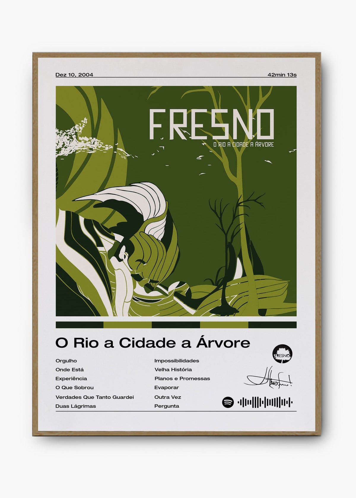 Quadro decorativo Fresno O Rio a Cidade a Árvore — arte musical para parede | Cübe Quadros