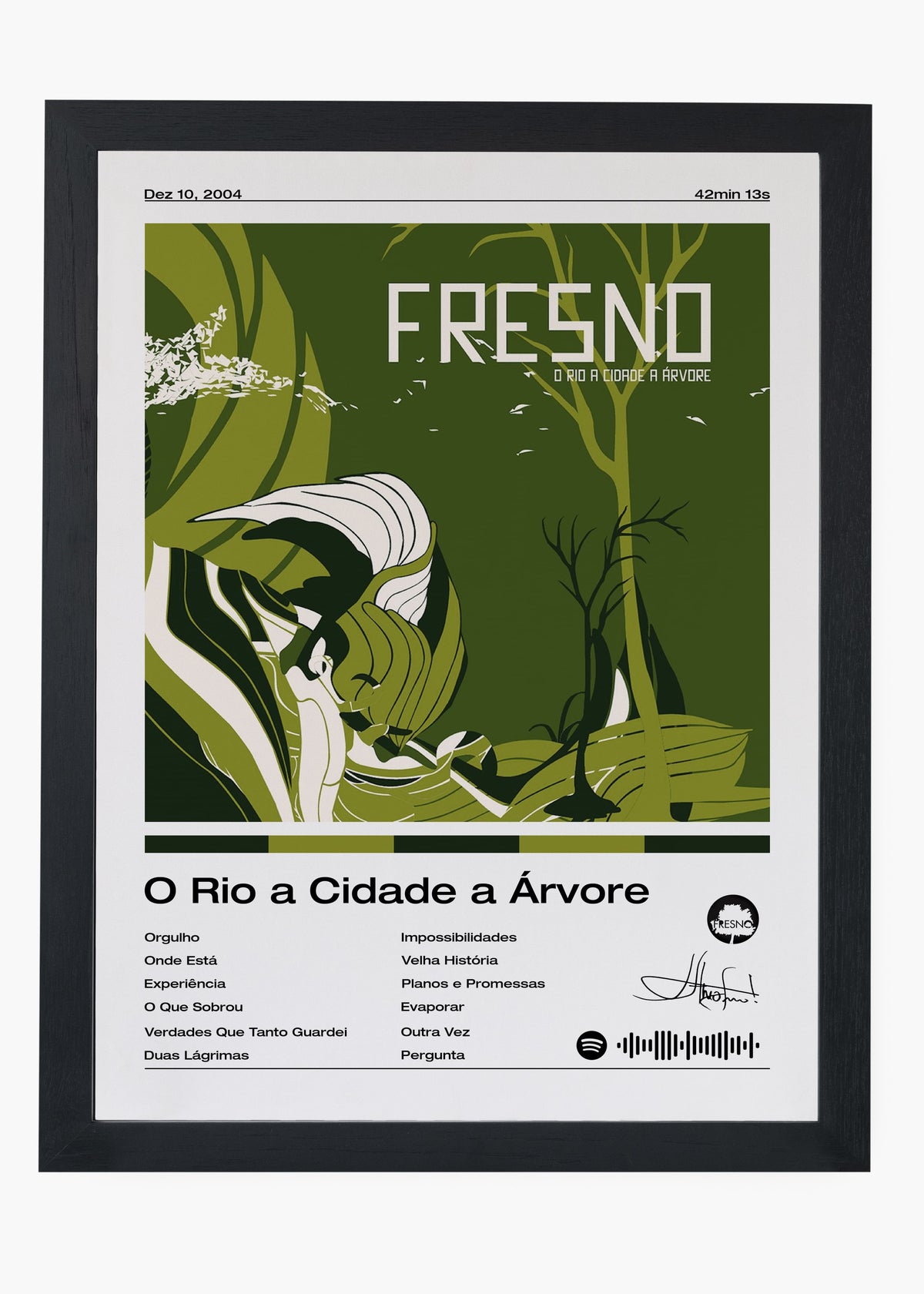 Quadro decorativo Fresno O Rio a Cidade a Árvore — arte musical para parede | Cübe Quadros
