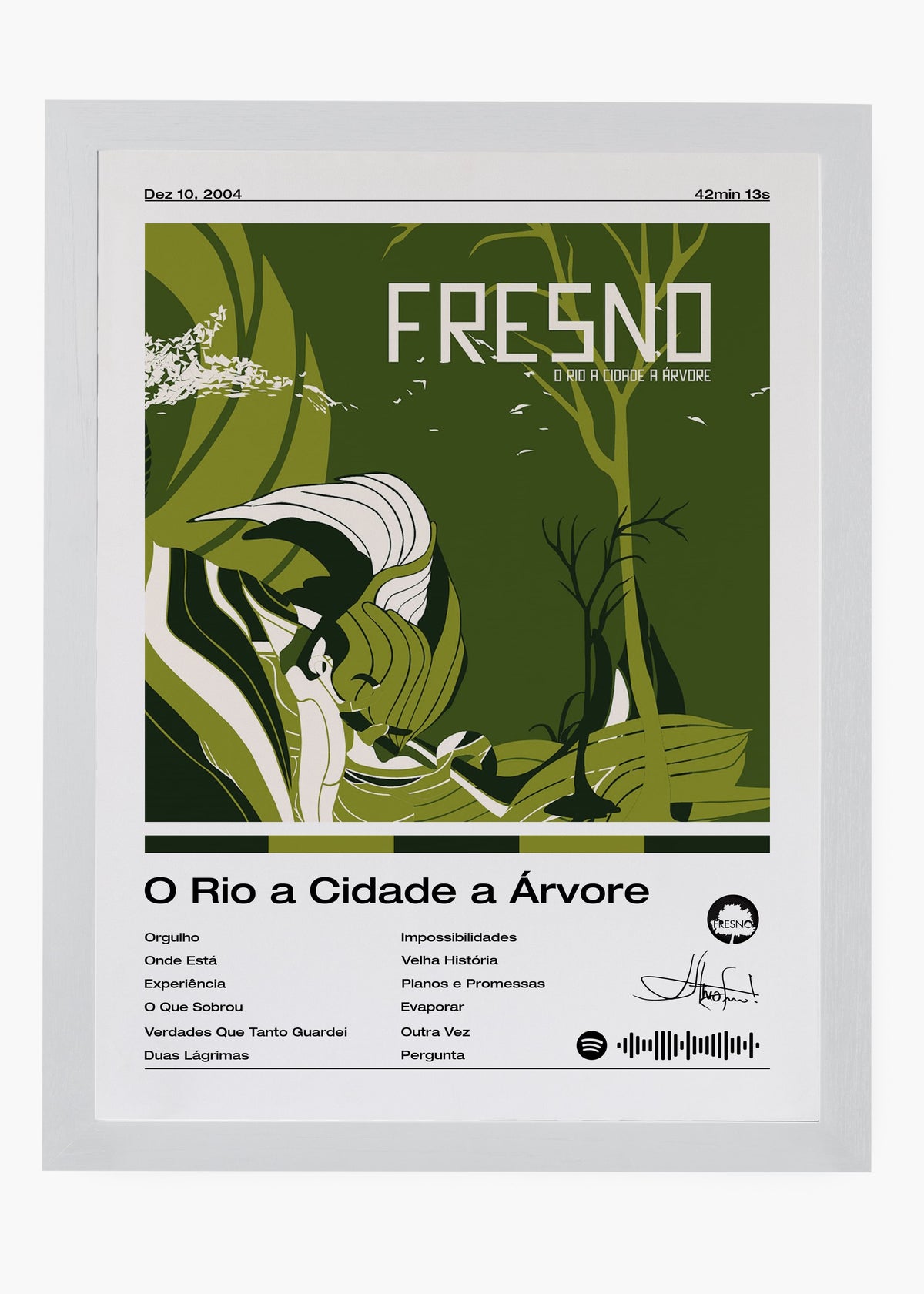 Quadro decorativo Fresno O Rio a Cidade a Árvore — arte musical para parede | Cübe Quadros