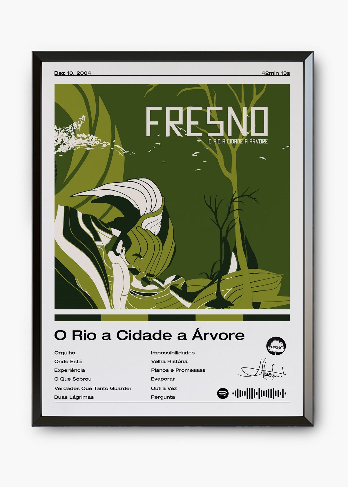 Quadro decorativo Fresno O Rio a Cidade a Árvore — arte musical para parede | Cübe Quadros