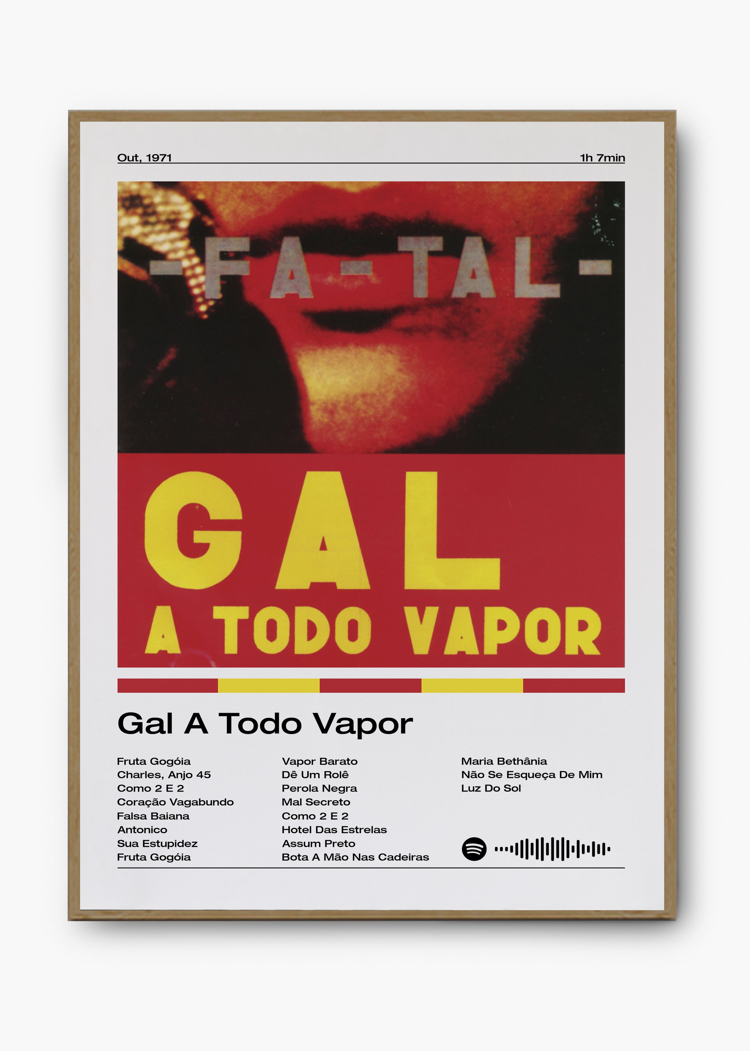 Quadro decorativo Gal Costa Gal A Todo Vapor — arte musical brasileira para parede | Cübe Quadros