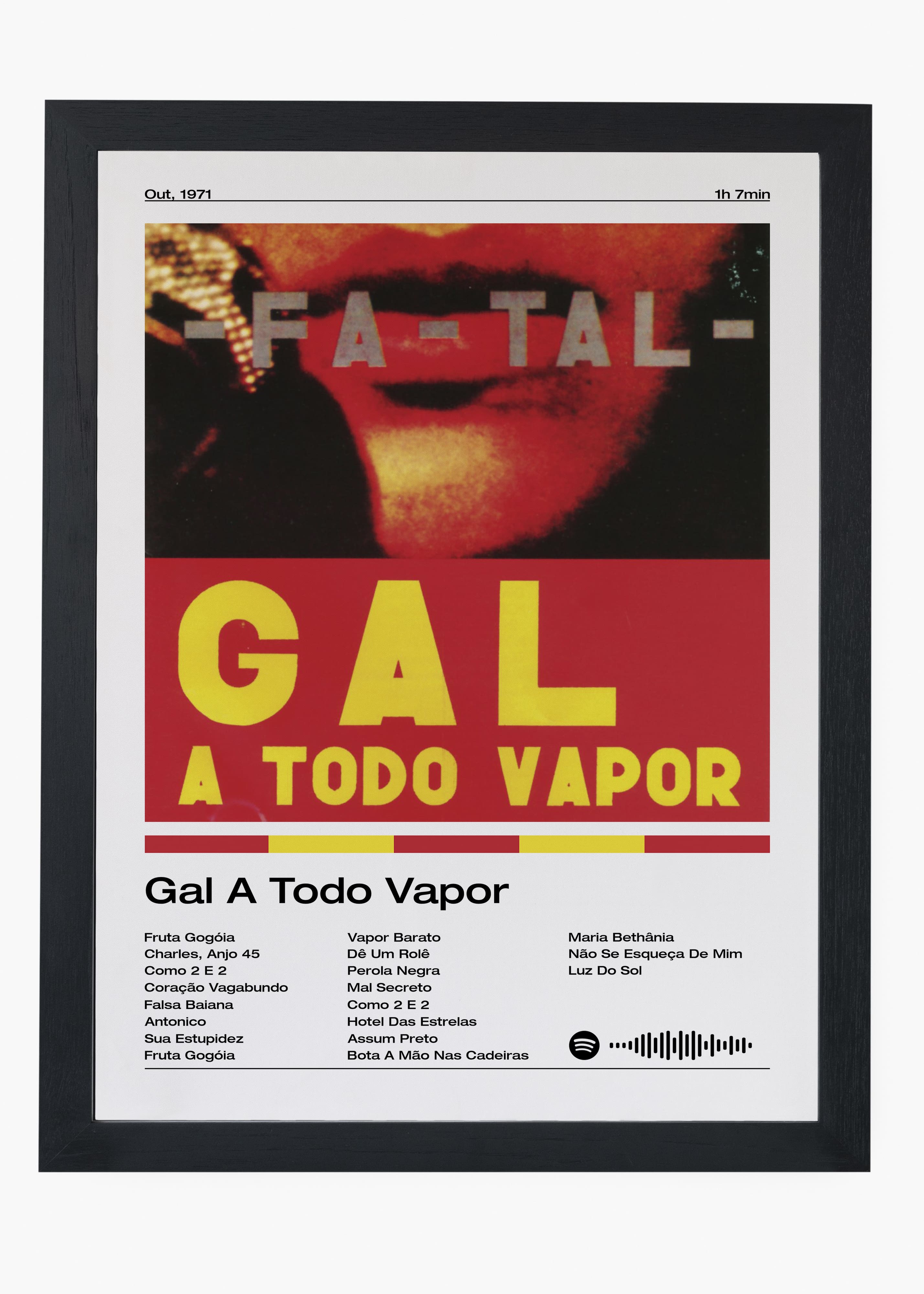 Quadro decorativo Gal Costa Gal A Todo Vapor — arte musical brasileira para parede | Cübe Quadros