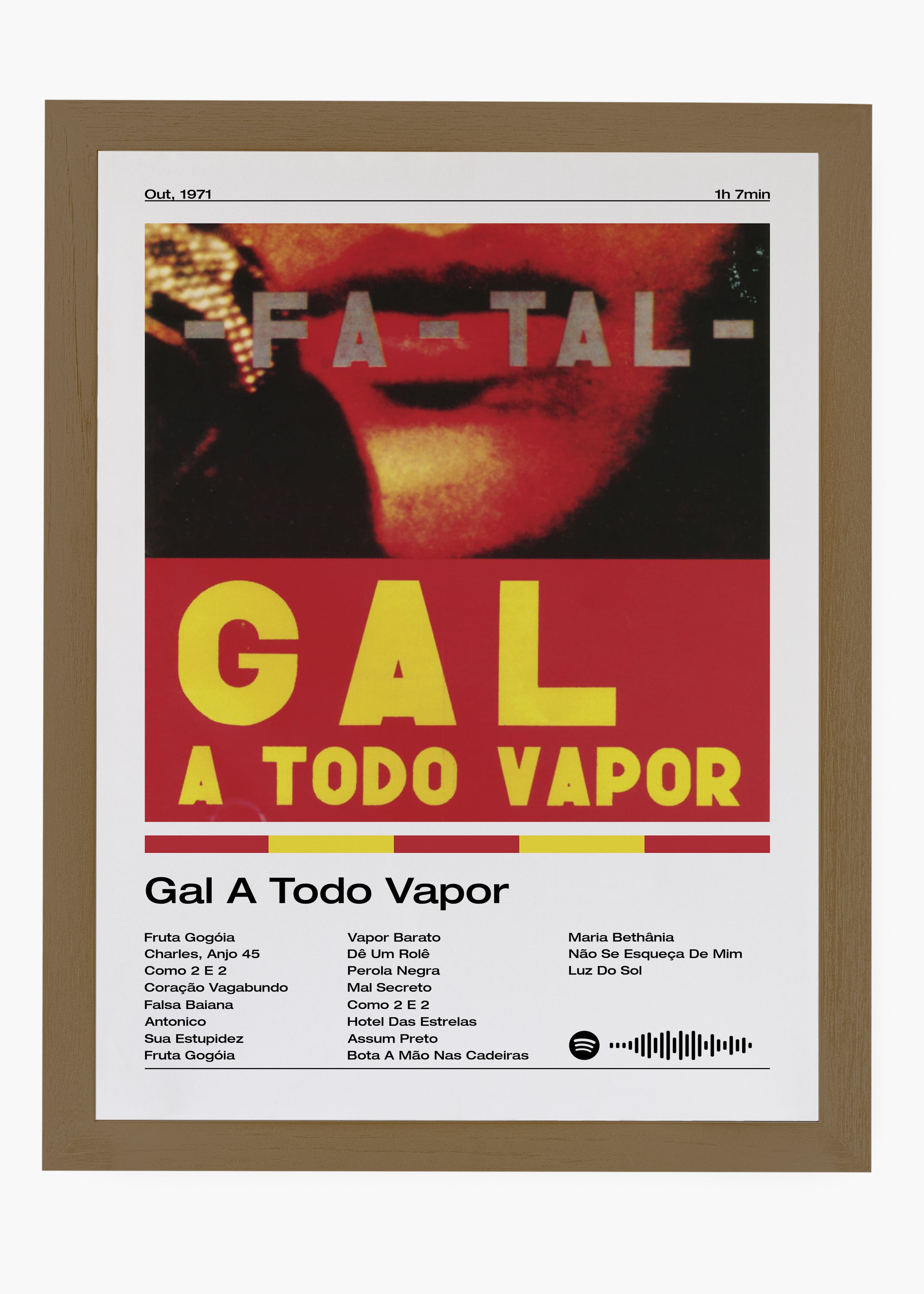 Quadro decorativo Gal Costa Gal A Todo Vapor — arte musical brasileira para parede | Cübe Quadros
