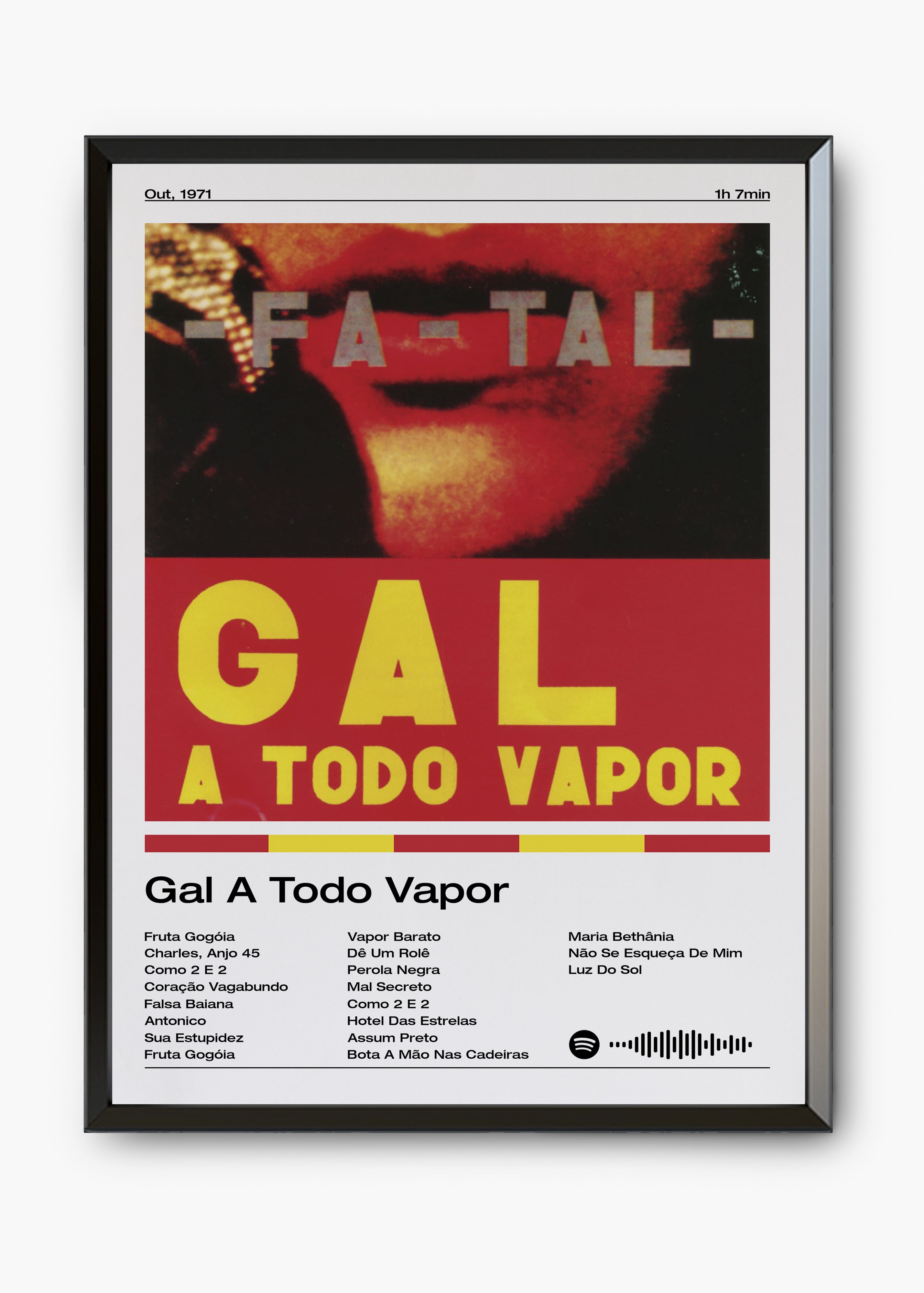 Quadro decorativo Gal Costa Gal A Todo Vapor — arte musical brasileira para parede | Cübe Quadros