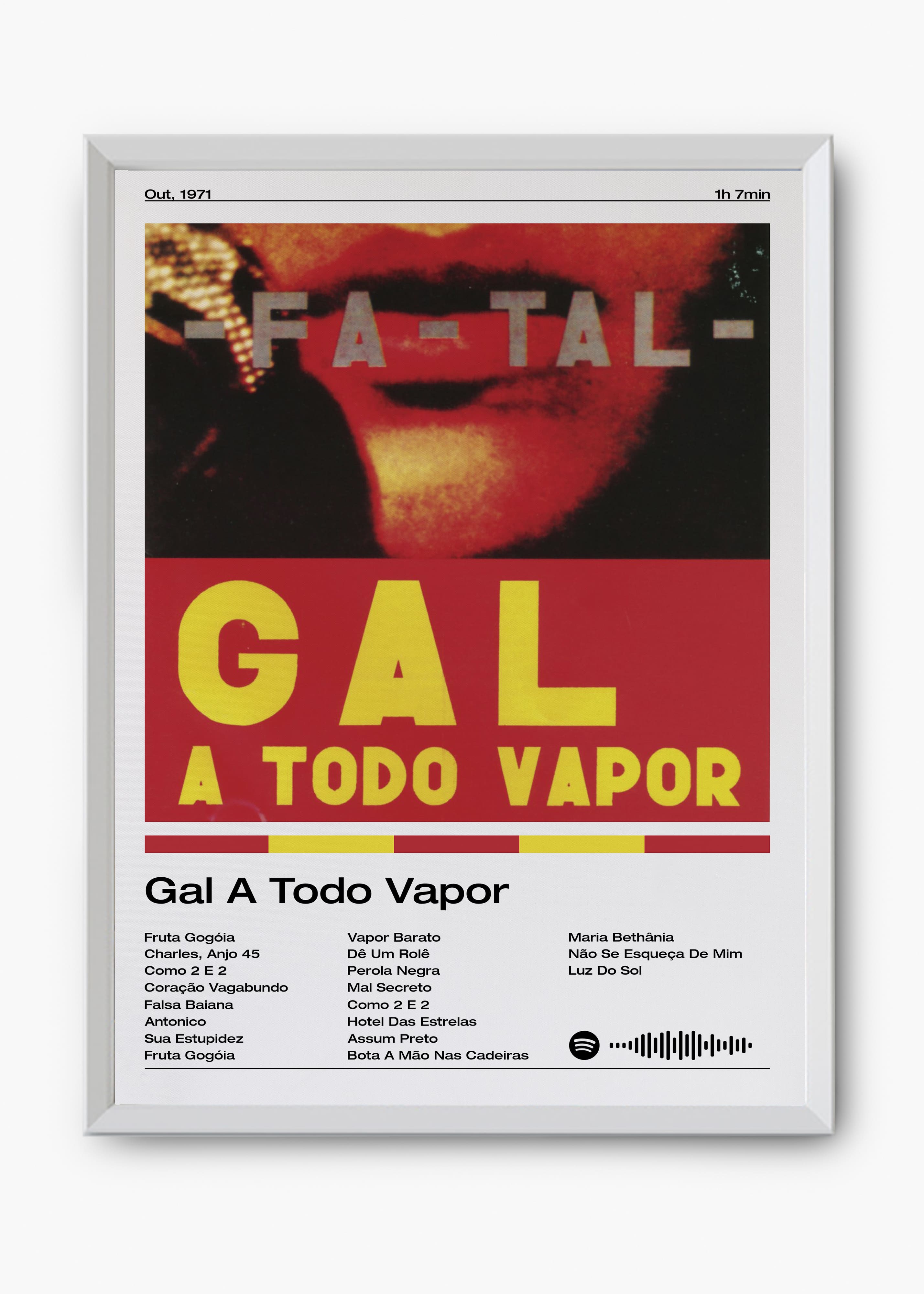 Quadro decorativo Gal Costa Gal A Todo Vapor — arte musical brasileira para parede | Cübe Quadros