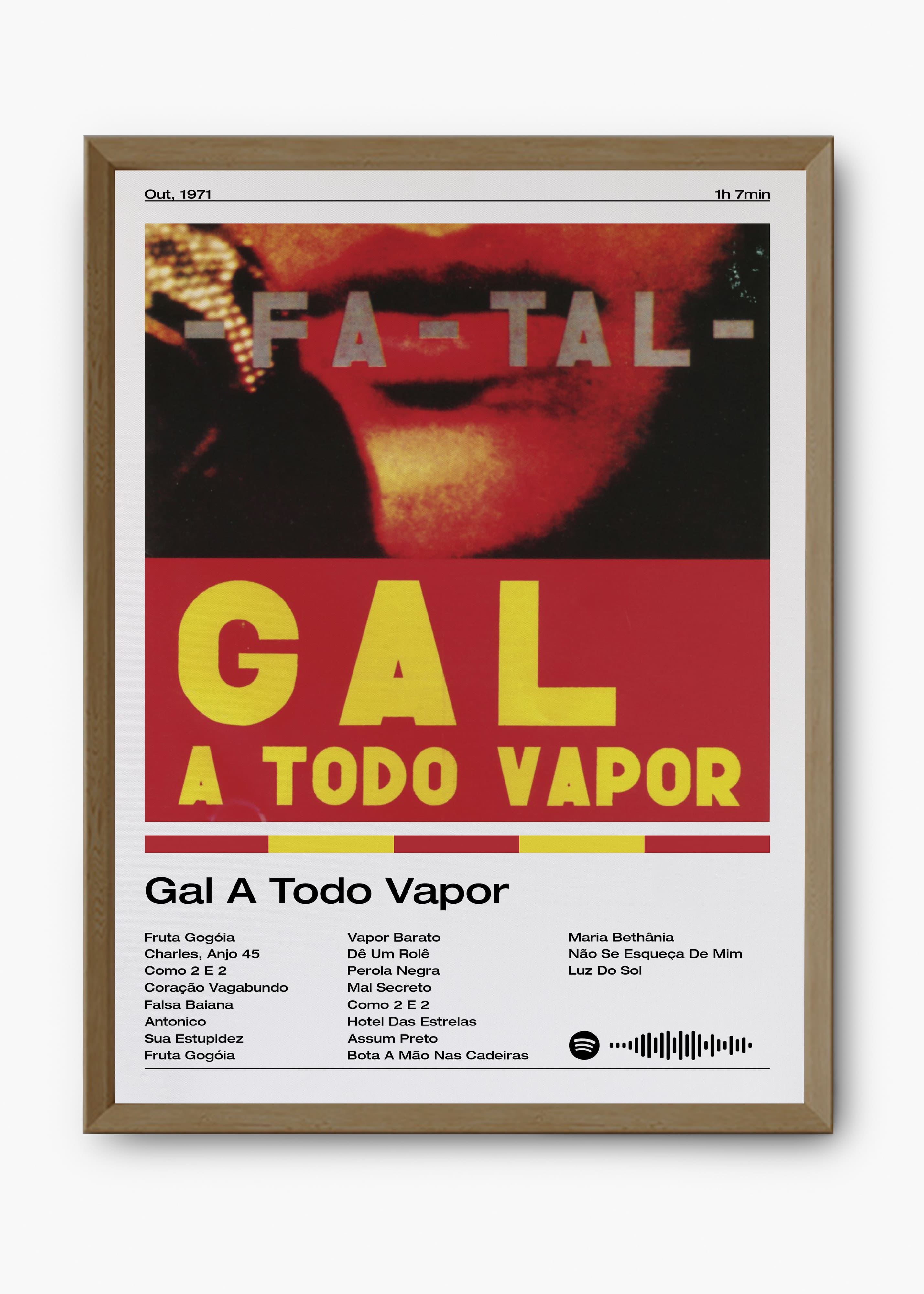 Quadro decorativo Gal Costa Gal A Todo Vapor — arte musical brasileira para parede | Cübe Quadros