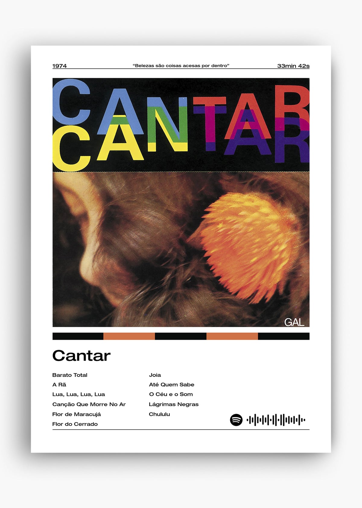 Quadro decorativo Gal Costa Cantar — arte musical brasileira para parede | Cübe Quadros
