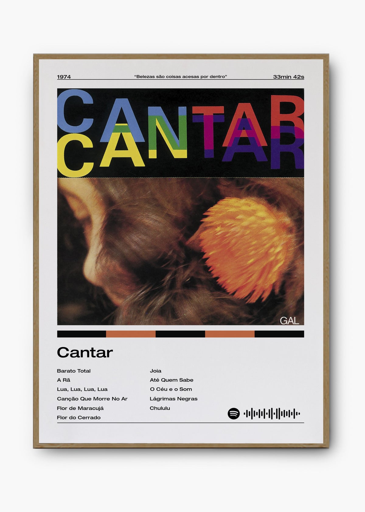 Quadro decorativo Gal Costa Cantar — arte musical brasileira para parede | Cübe Quadros