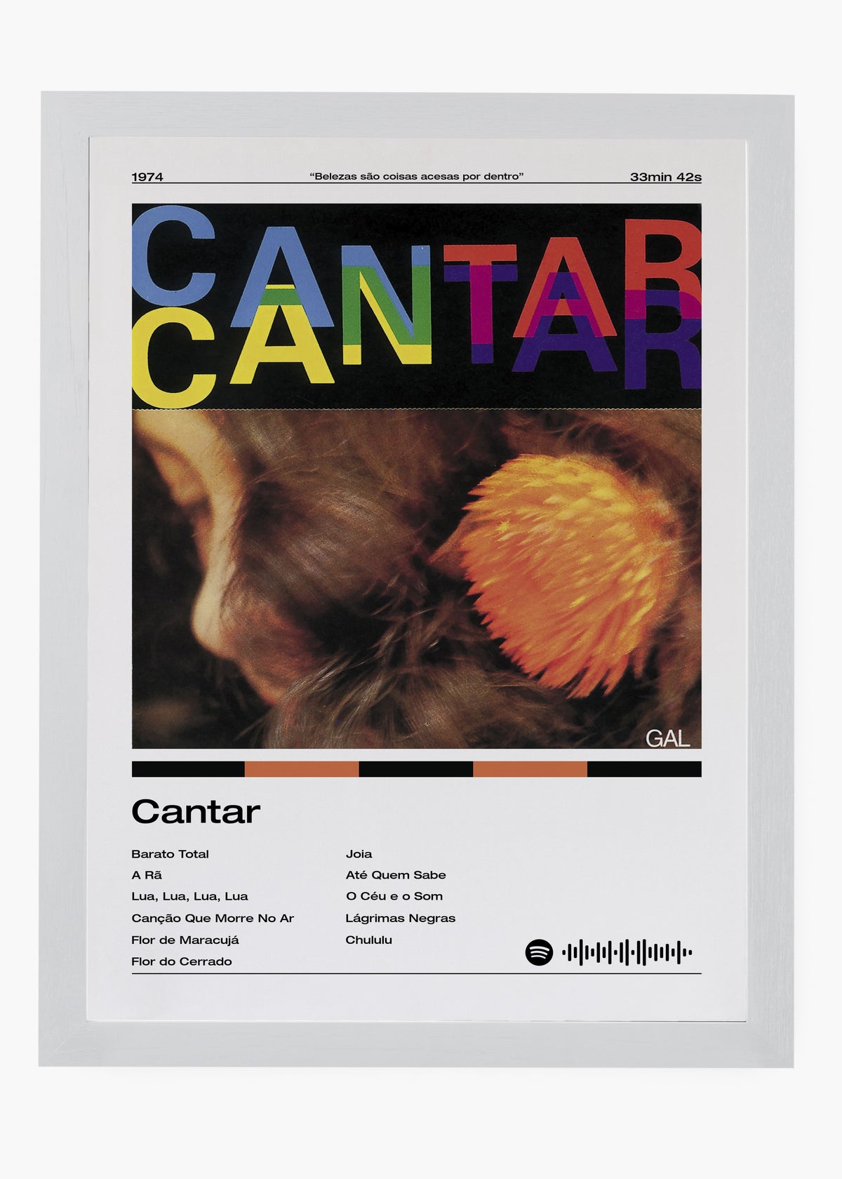 Quadro decorativo Gal Costa Cantar — arte musical brasileira para parede | Cübe Quadros