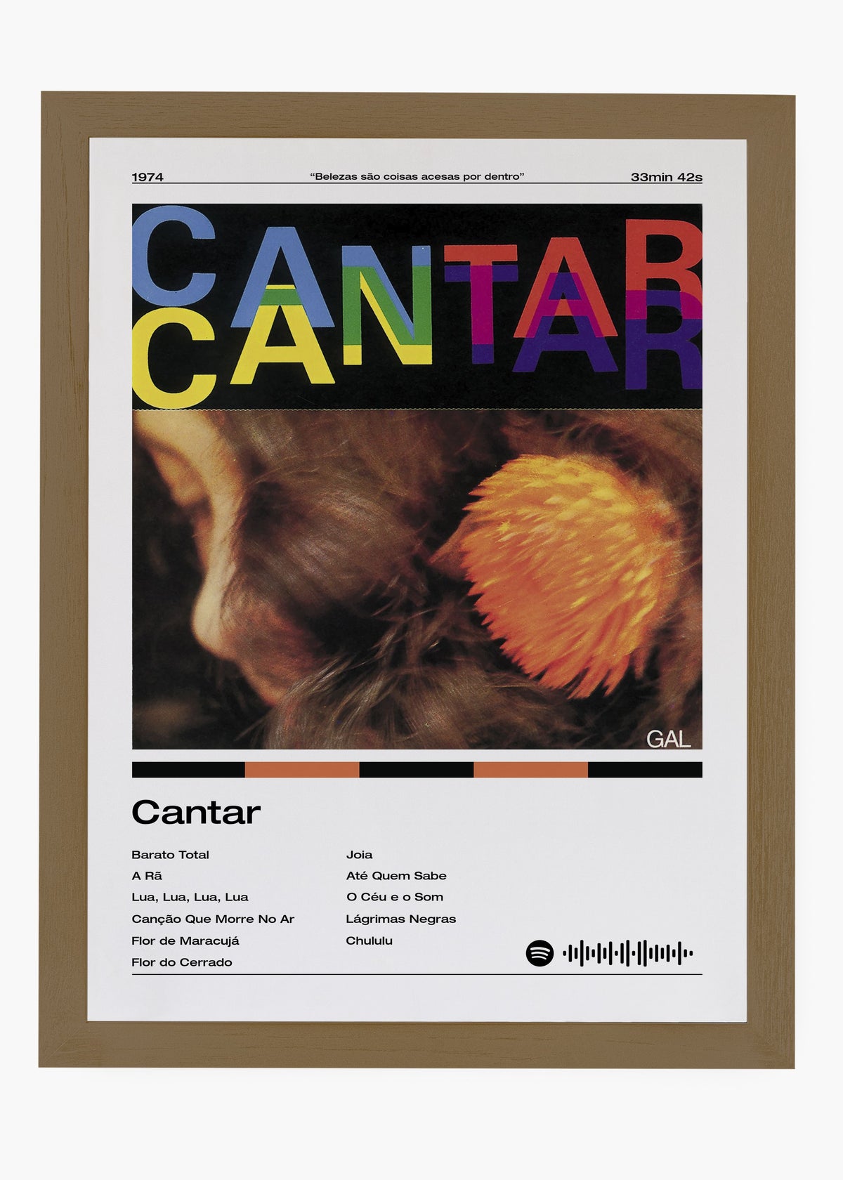Quadro decorativo Gal Costa Cantar — arte musical brasileira para parede | Cübe Quadros