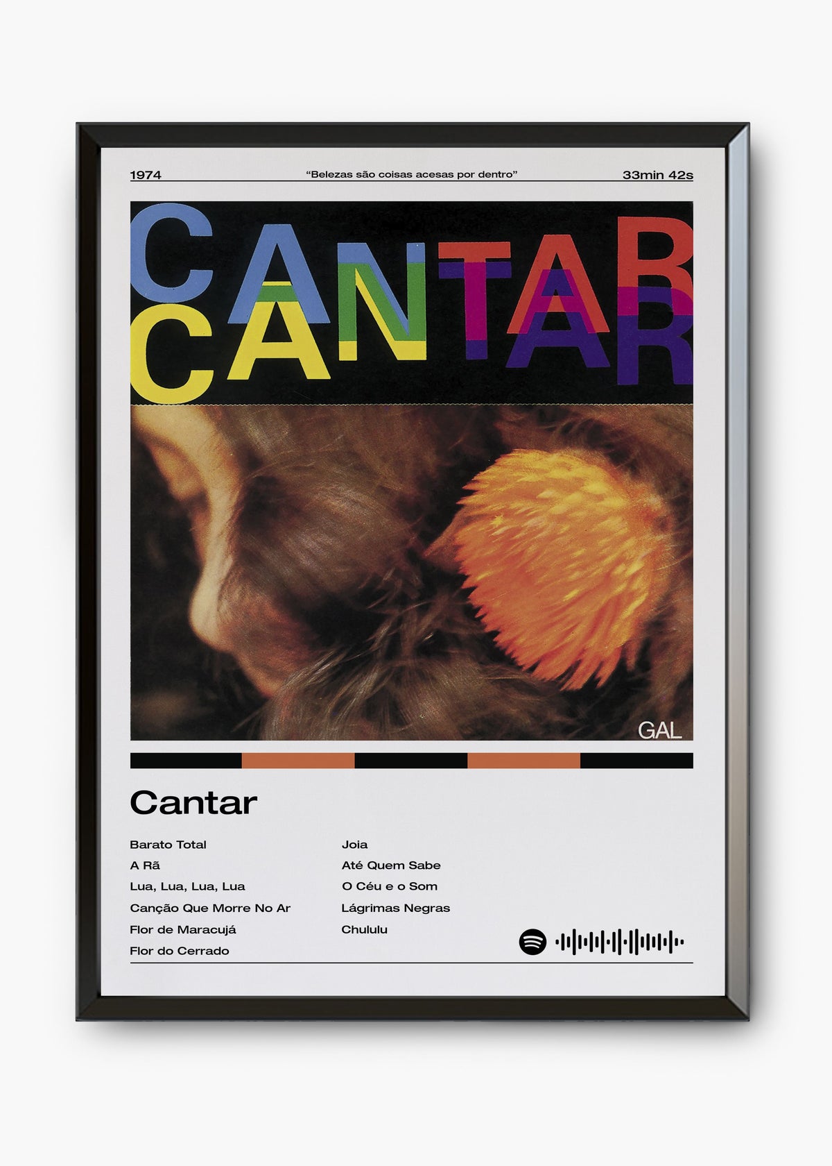 Quadro decorativo Gal Costa Cantar — arte musical brasileira para parede | Cübe Quadros