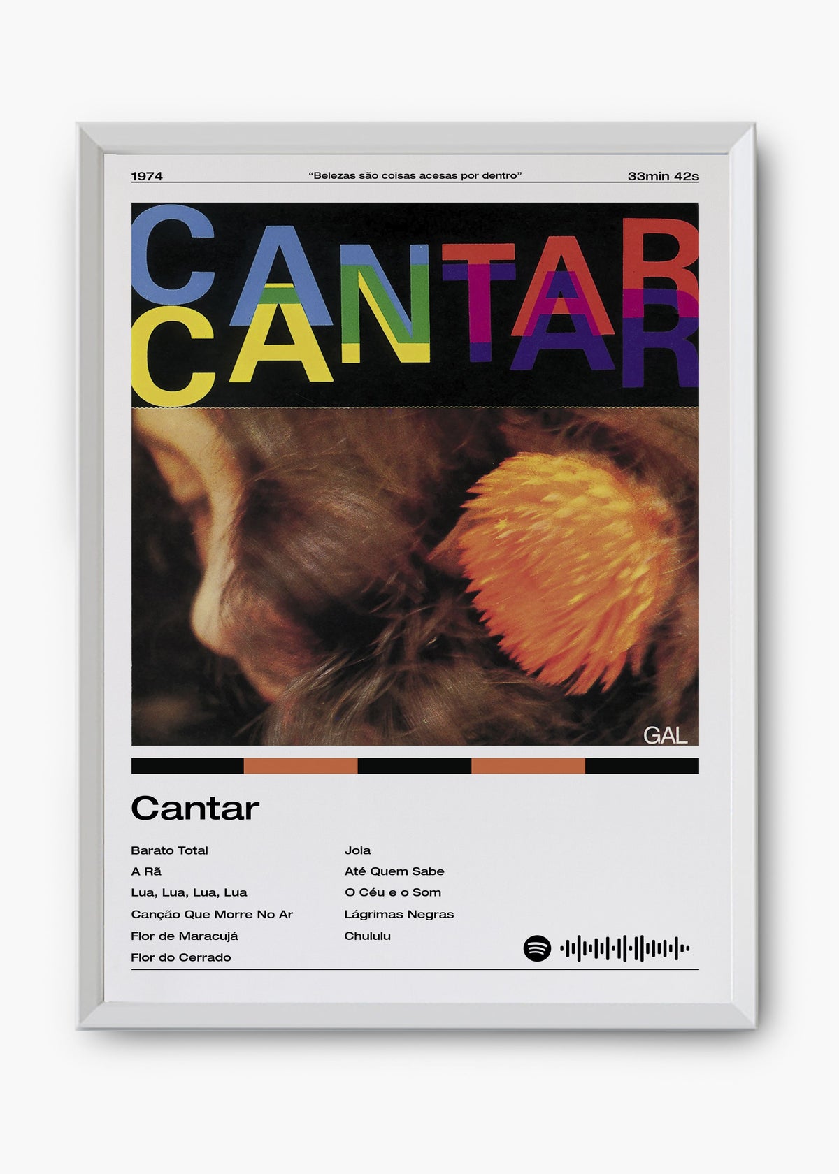 Quadro decorativo Gal Costa Cantar — arte musical brasileira para parede | Cübe Quadros
