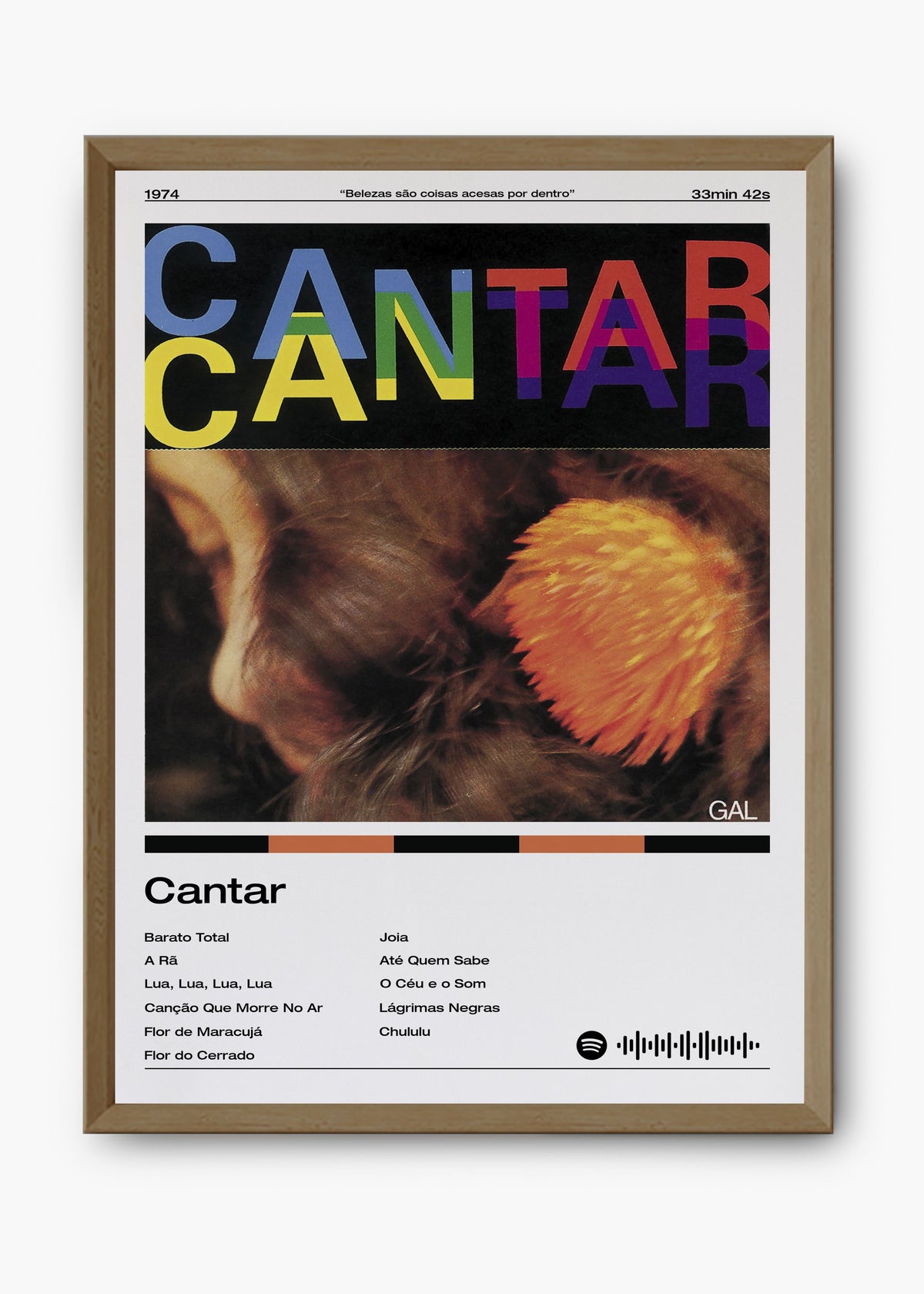 Quadro decorativo Gal Costa Cantar — arte musical brasileira para parede | Cübe Quadros