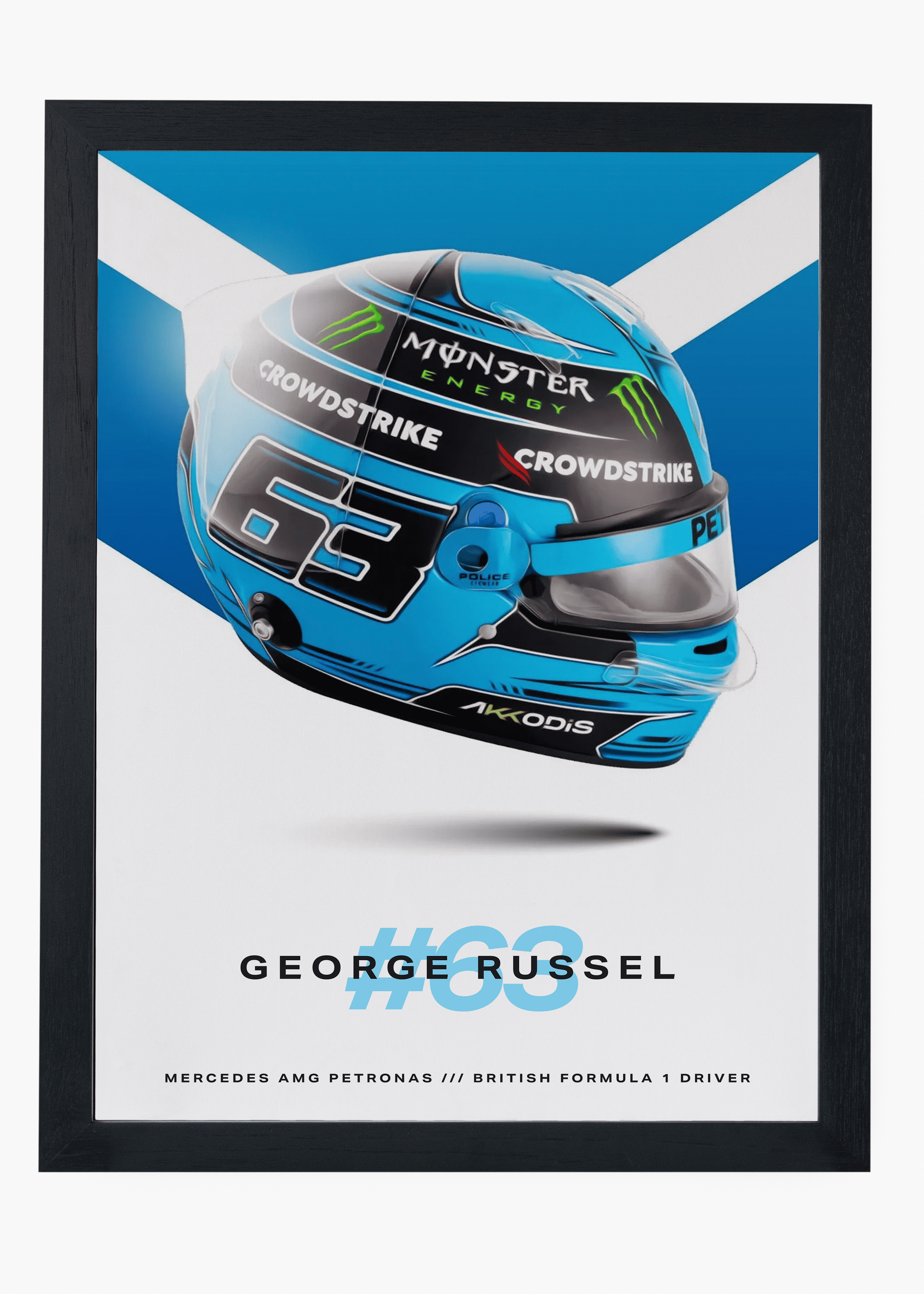 Quadro decorativo George Russell 2024 — arte de automobilismo para parede | Cübe Quadros