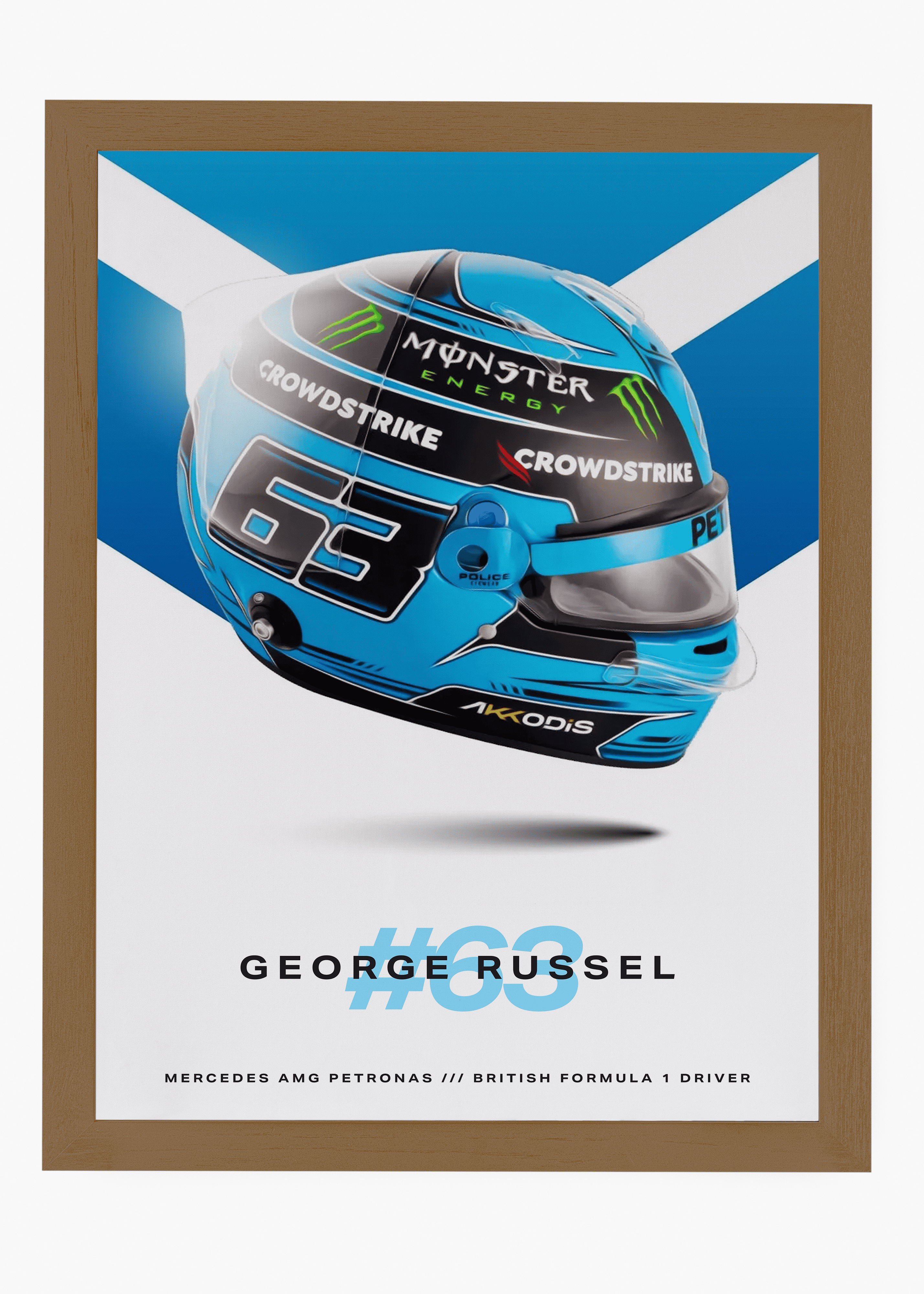 Quadro decorativo George Russell 2024 — arte de automobilismo para parede | Cübe Quadros