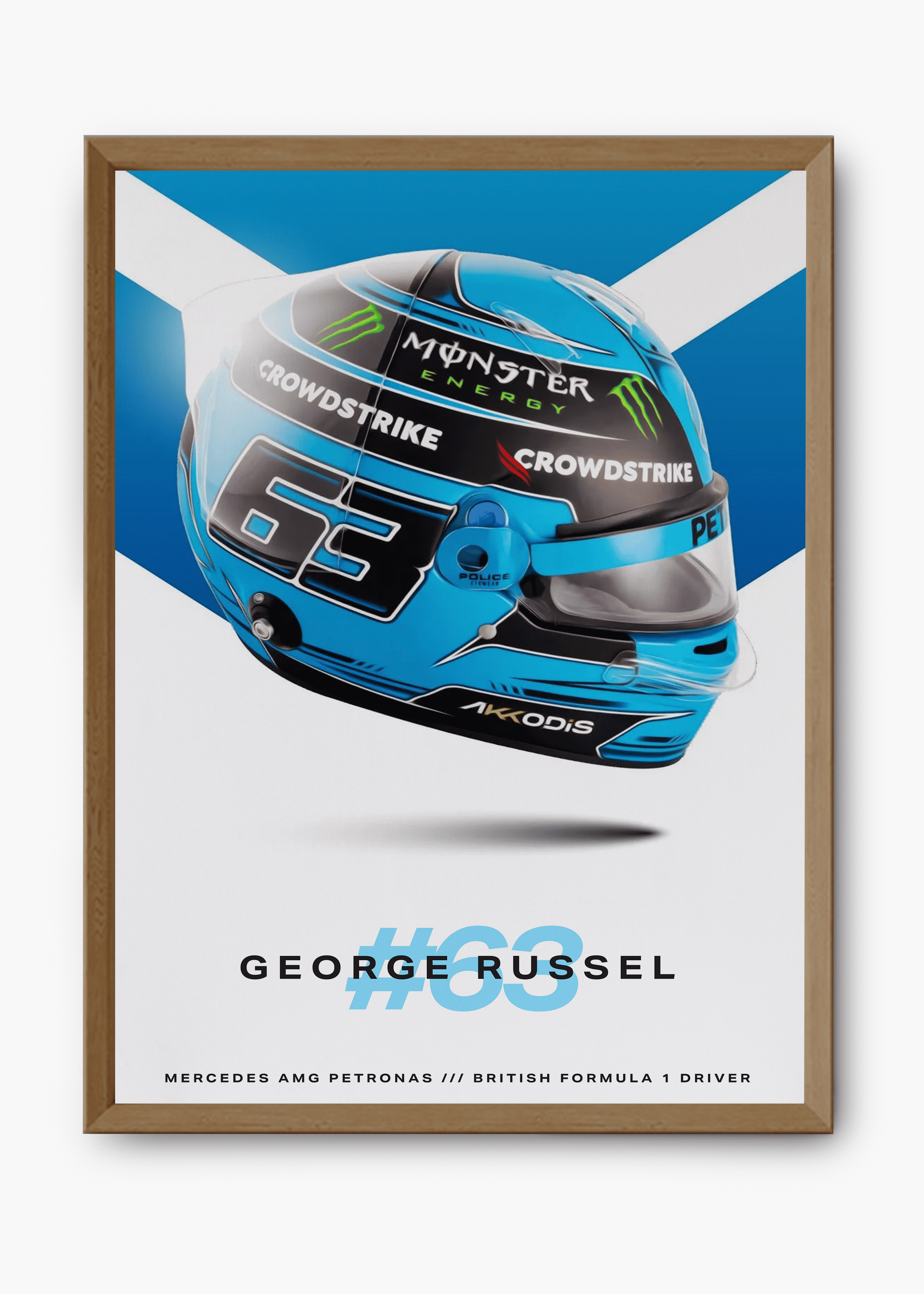 Quadro decorativo George Russell 2024 — arte de automobilismo para parede | Cübe Quadros
