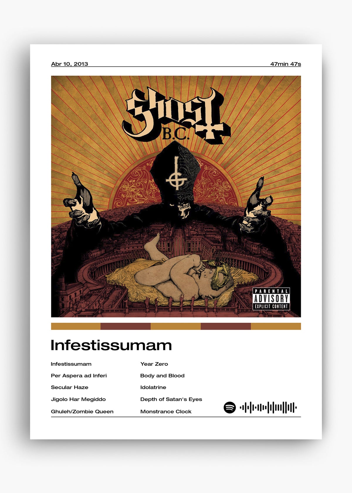 Quadro decorativo Ghost Infestissumam — arte musical para parede | Cübe Quadros