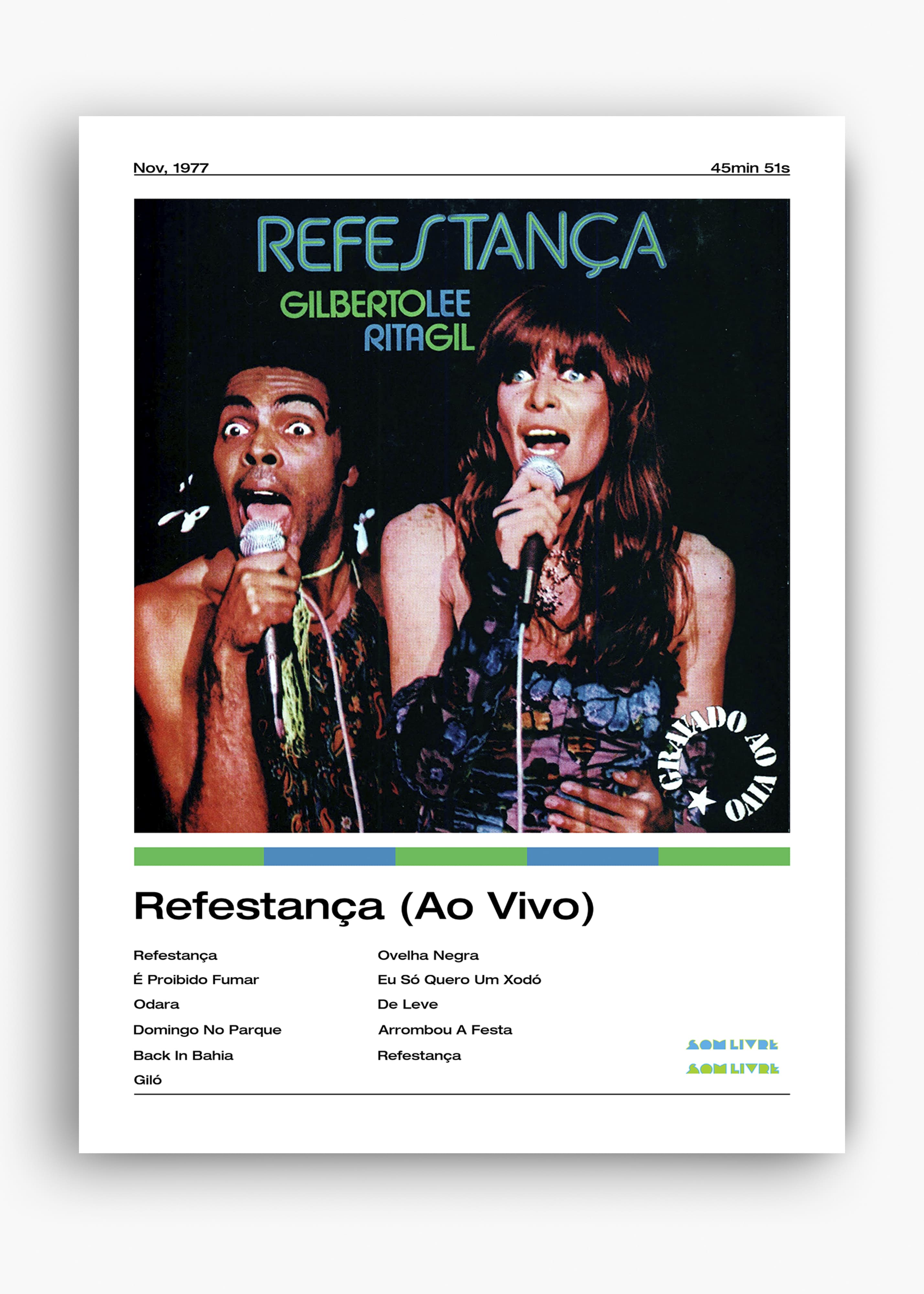 Quadro decorativo Gilberto Gil e Rita Lee Refestança — arte musical brasileira para parede | Cübe Quadros