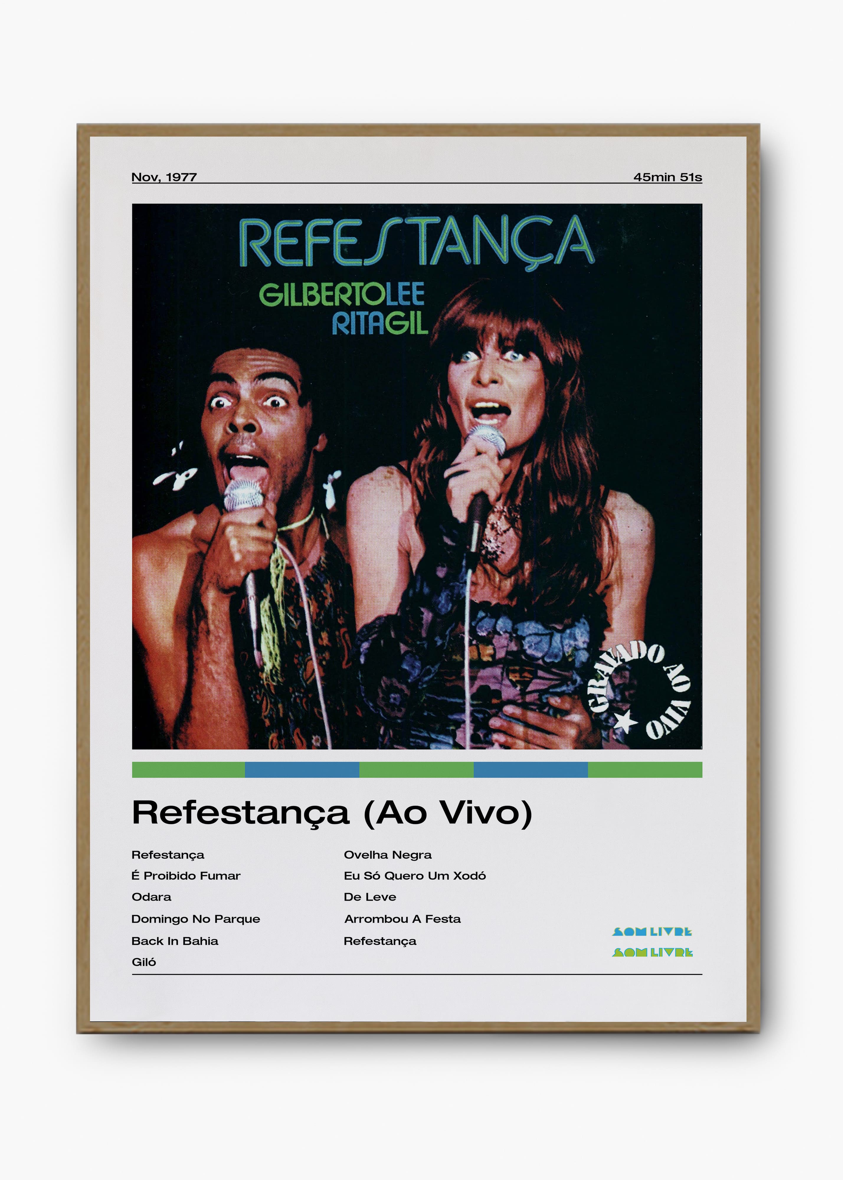 Quadro decorativo Gilberto Gil e Rita Lee Refestança — arte musical brasileira para parede | Cübe Quadros