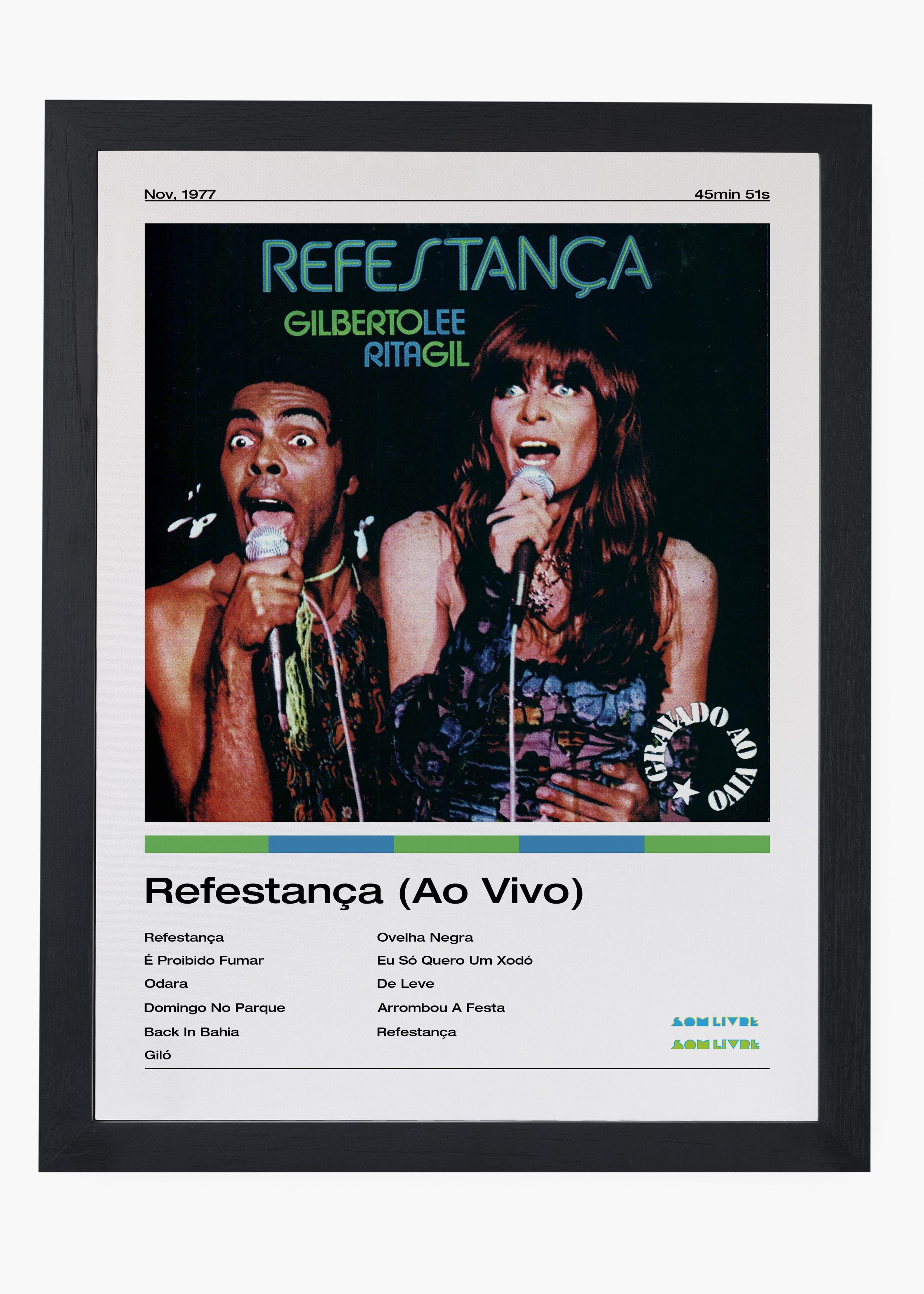 Quadro decorativo Gilberto Gil e Rita Lee Refestança — arte musical brasileira para parede | Cübe Quadros