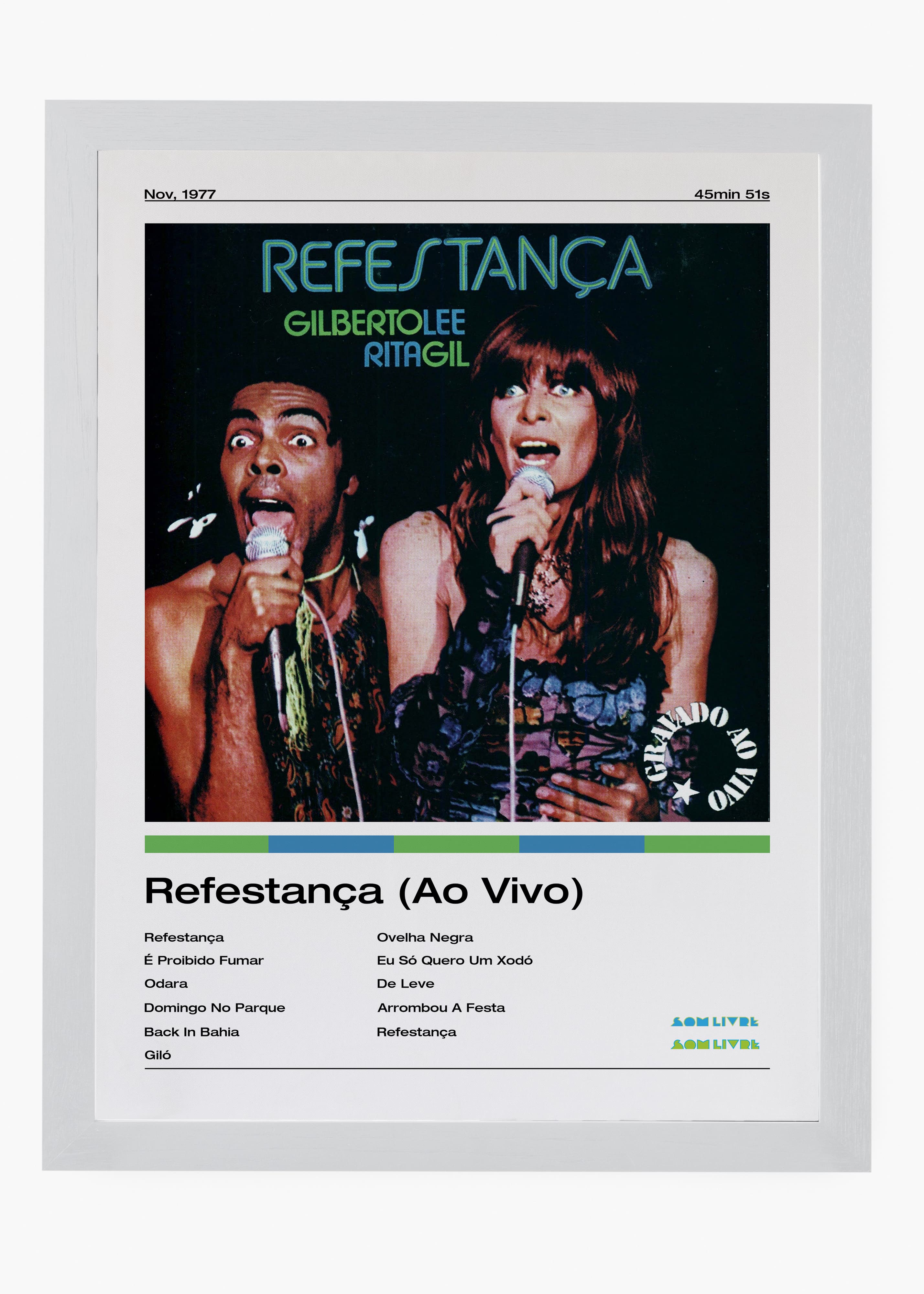 Quadro decorativo Gilberto Gil e Rita Lee Refestança — arte musical brasileira para parede | Cübe Quadros