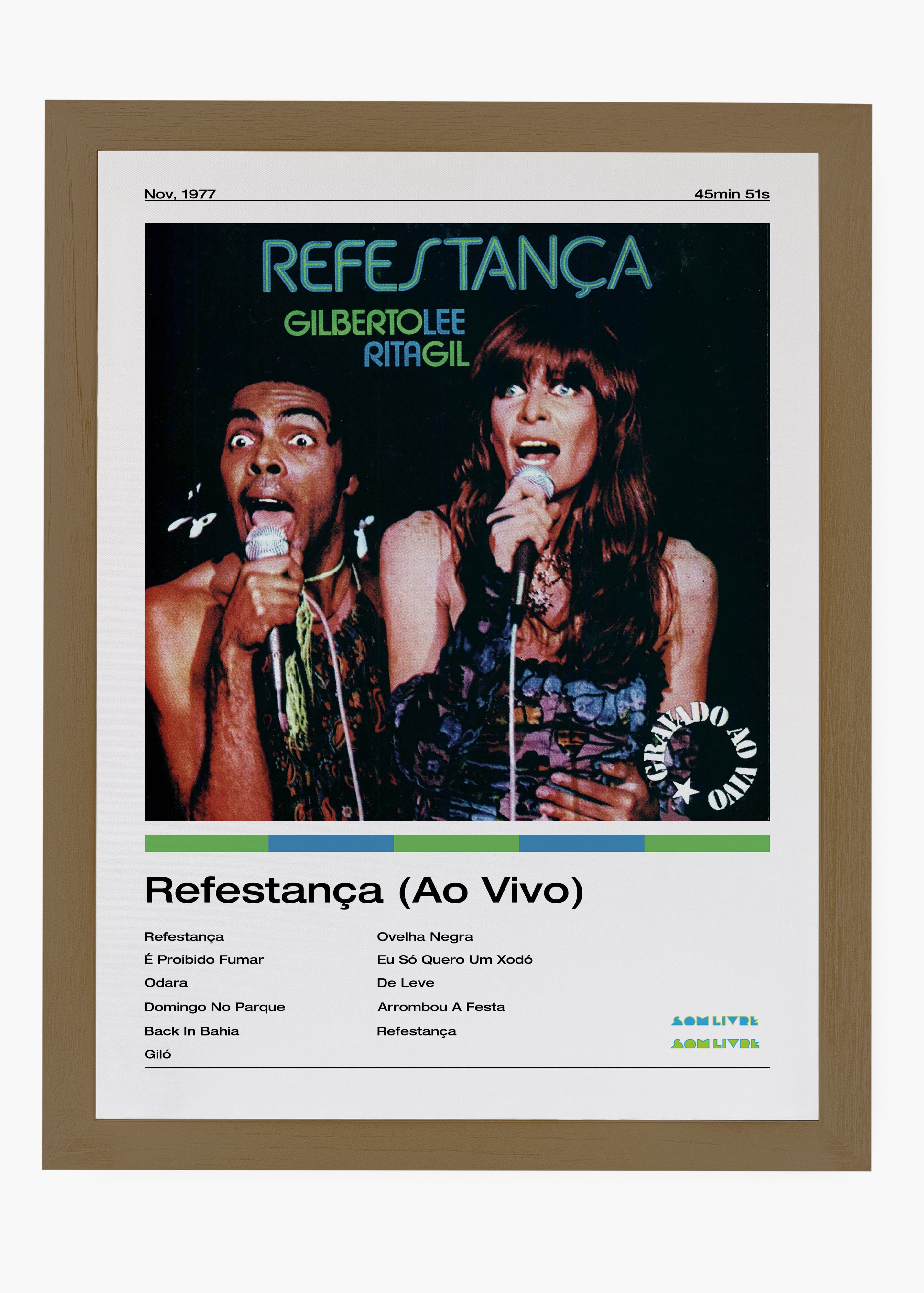Quadro decorativo Gilberto Gil e Rita Lee Refestança — arte musical brasileira para parede | Cübe Quadros