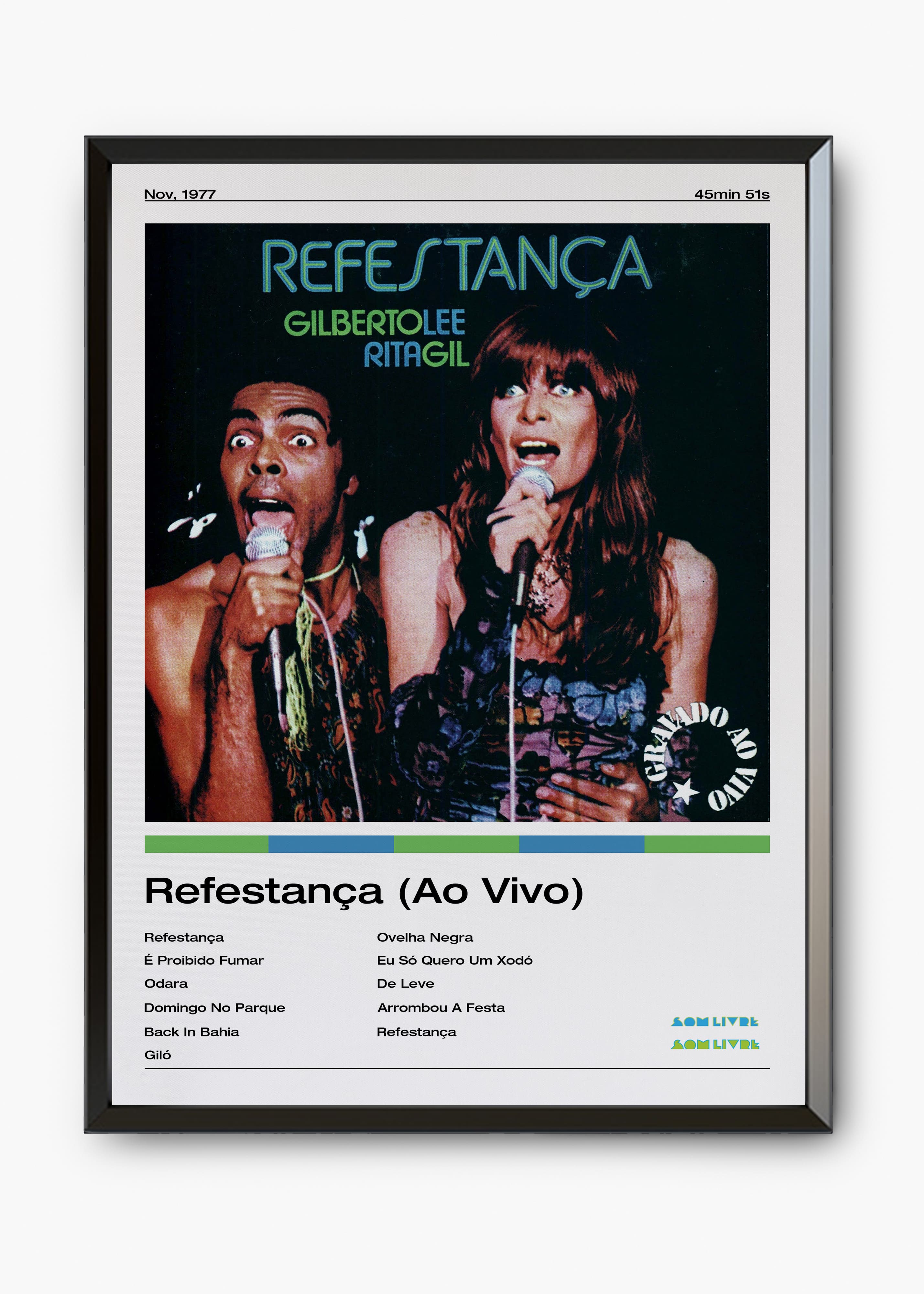 Quadro decorativo Gilberto Gil e Rita Lee Refestança — arte musical brasileira para parede | Cübe Quadros