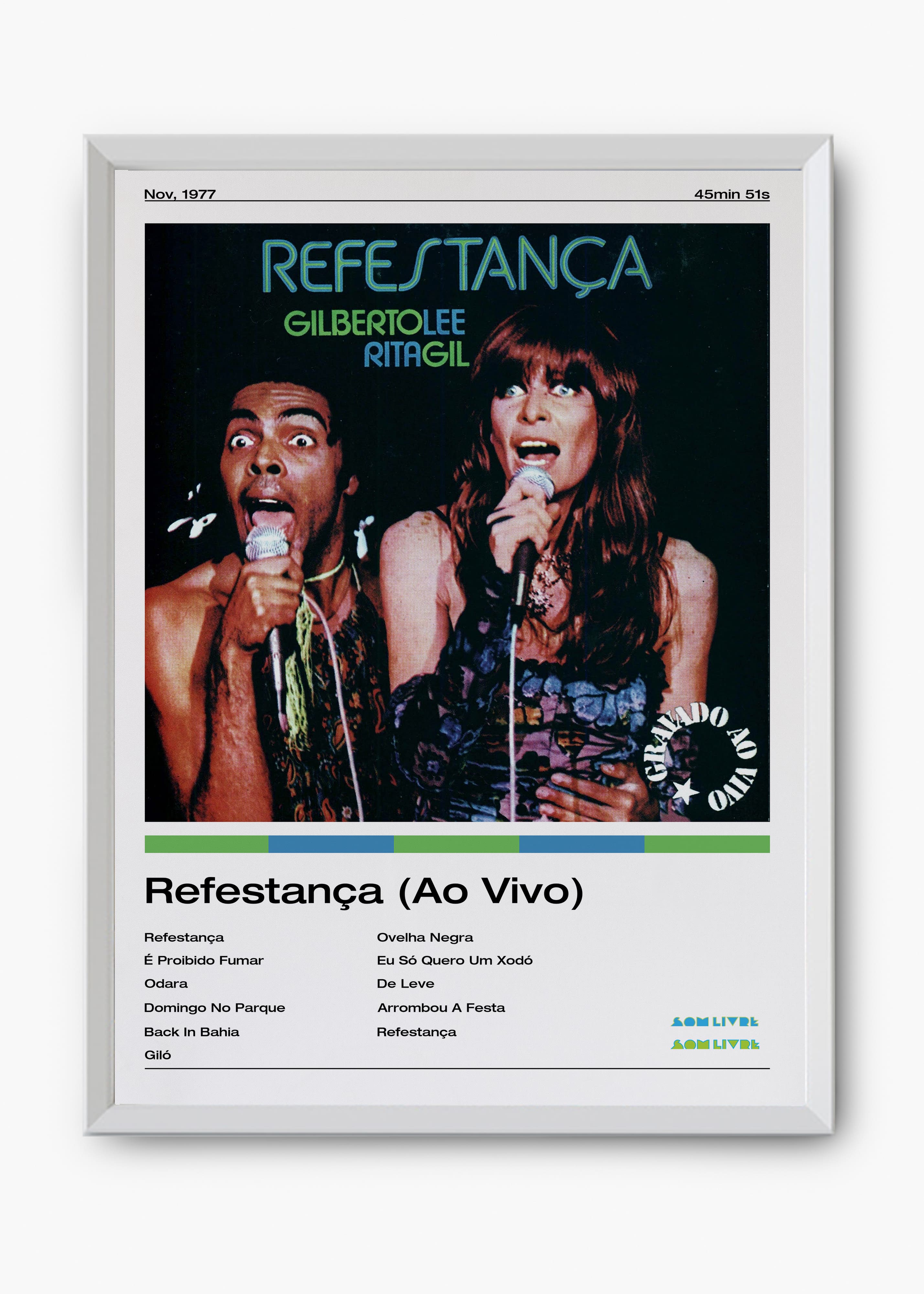 Quadro decorativo Gilberto Gil e Rita Lee Refestança — arte musical brasileira para parede | Cübe Quadros