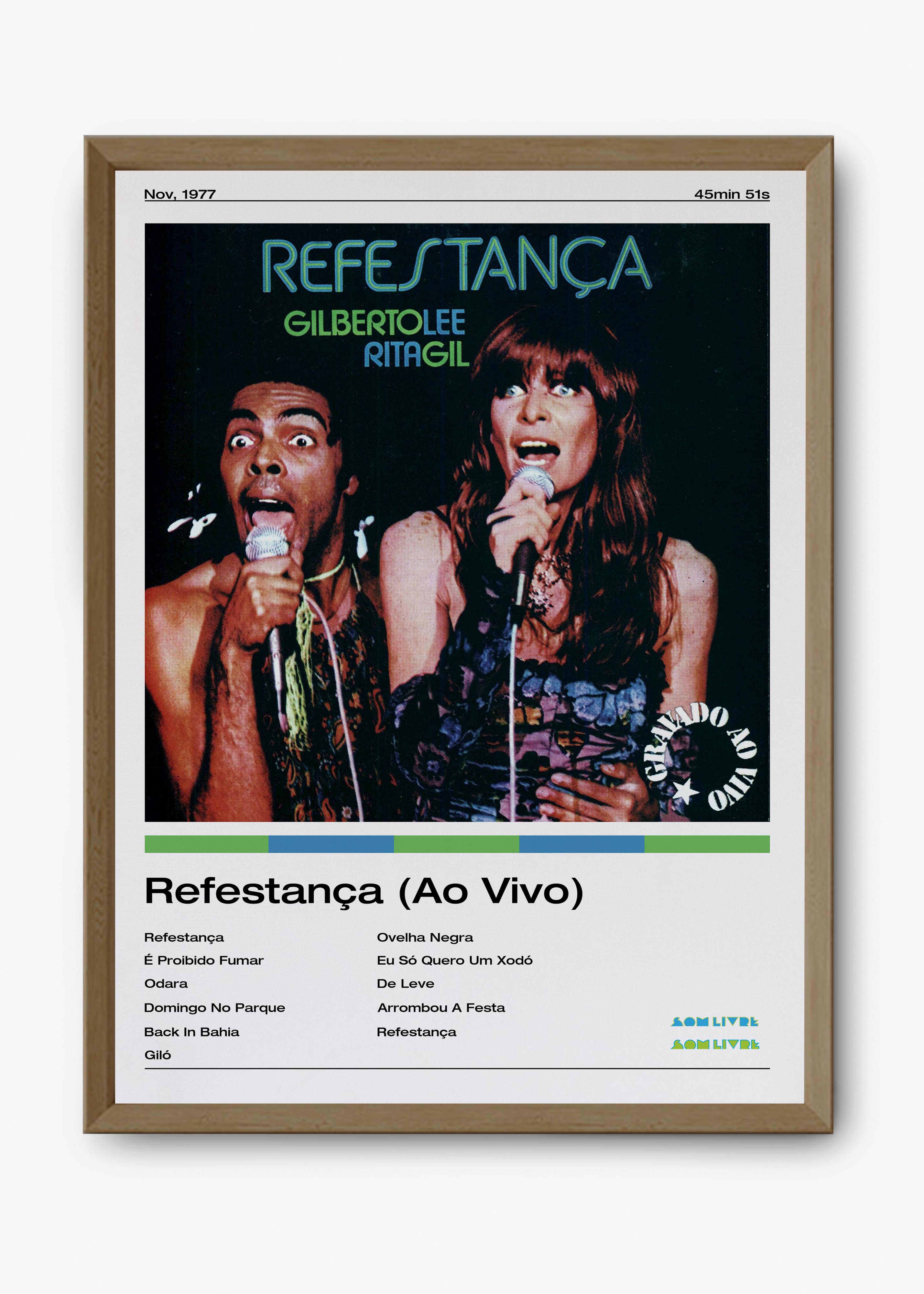 Quadro decorativo Gilberto Gil e Rita Lee Refestança — arte musical brasileira para parede | Cübe Quadros