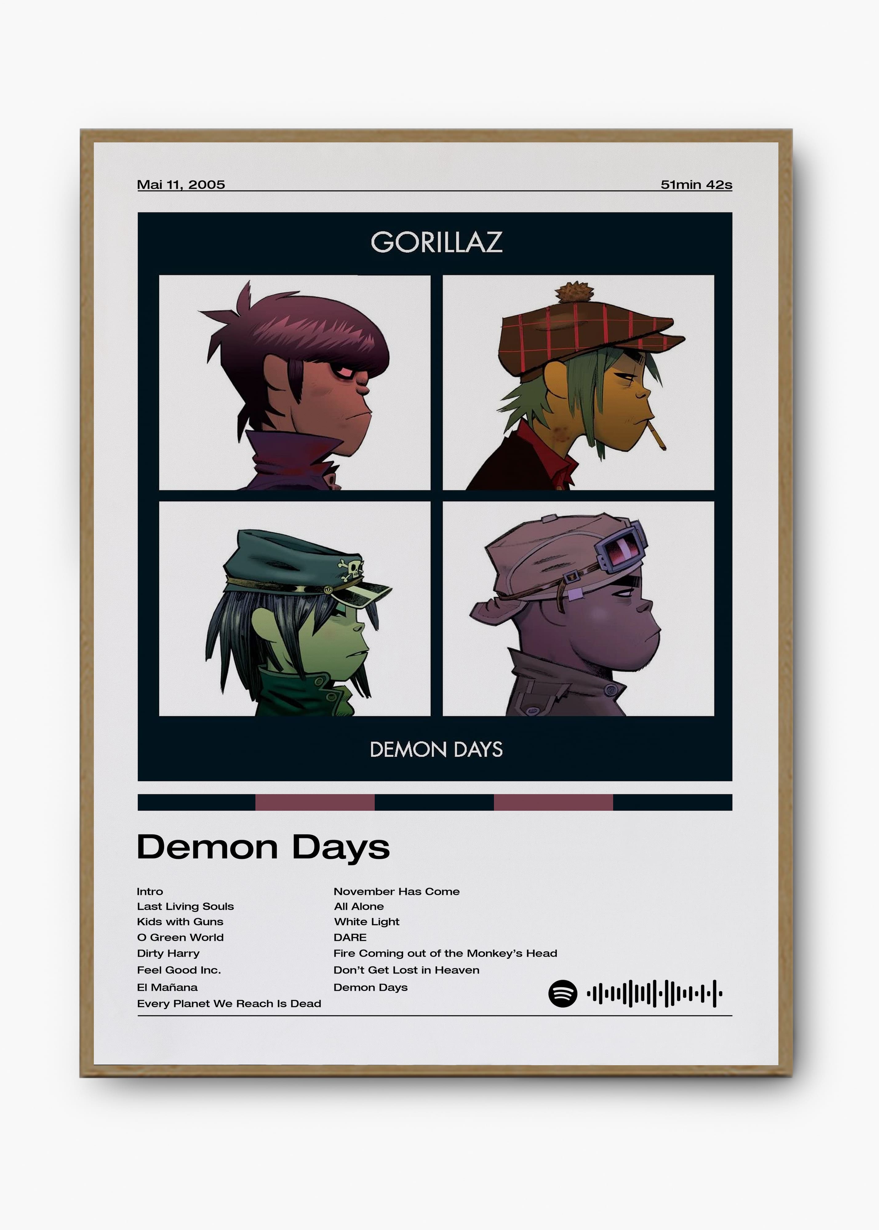 Quadro decorativo Gorillaz Demon Days — arte musical para parede | Cübe Quadros