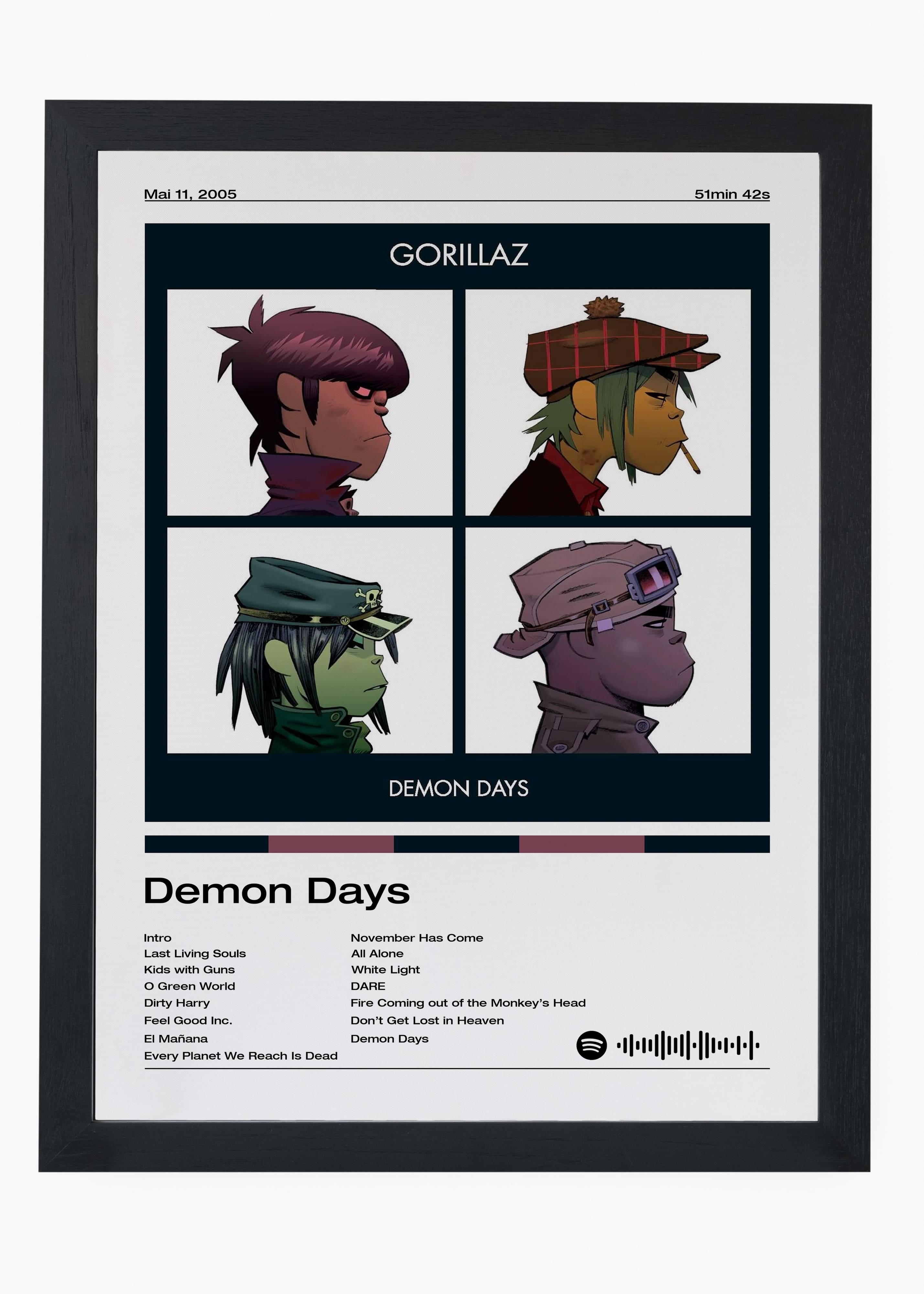 Quadro decorativo Gorillaz Demon Days — arte musical para parede | Cübe Quadros