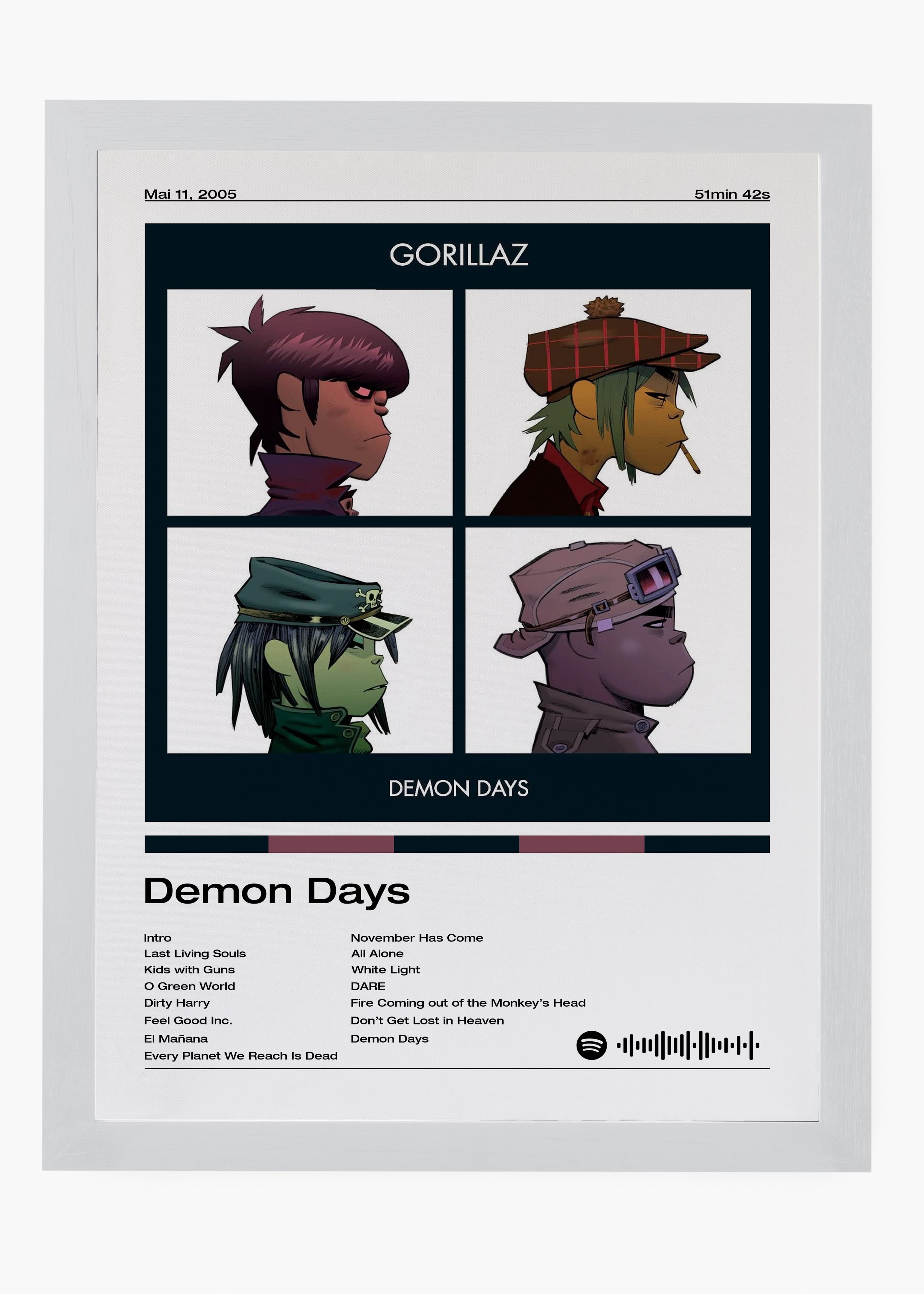 Quadro decorativo Gorillaz Demon Days — arte musical para parede | Cübe Quadros