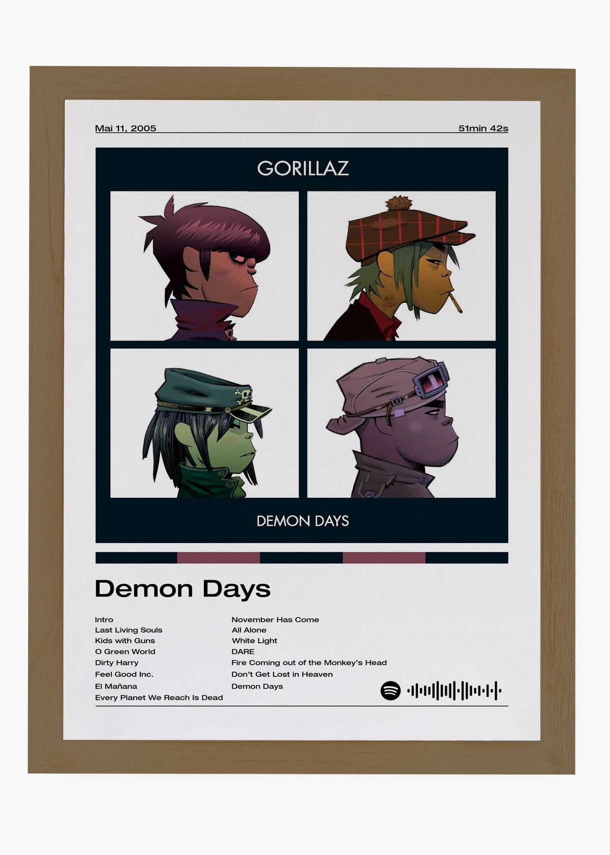 Quadro decorativo Gorillaz Demon Days — arte musical para parede | Cübe Quadros
