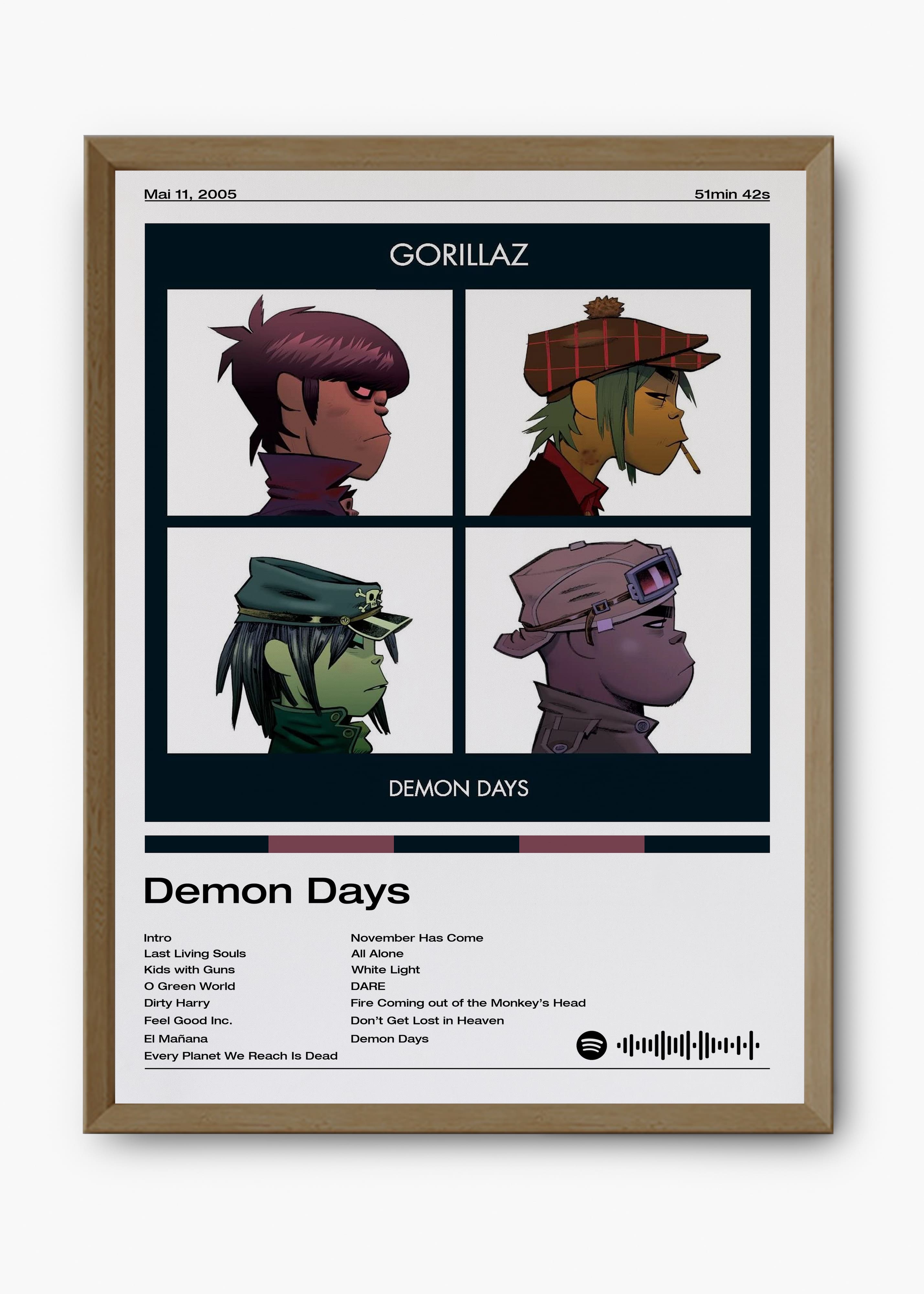 Quadro decorativo Gorillaz Demon Days — arte musical para parede | Cübe Quadros