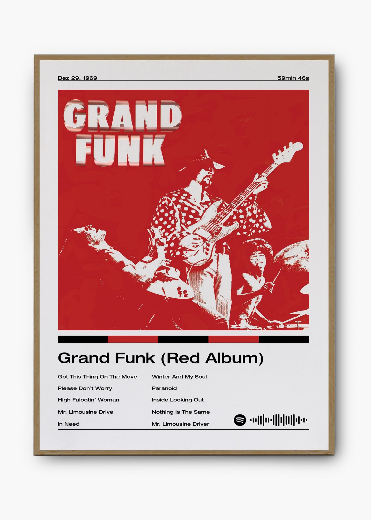 Quadro decorativo Grand Funk Red Album — arte de rock para parede | Cübe Quadros