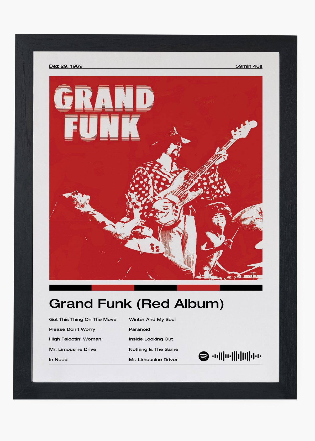 Quadro decorativo Grand Funk Red Album — arte de rock para parede | Cübe Quadros