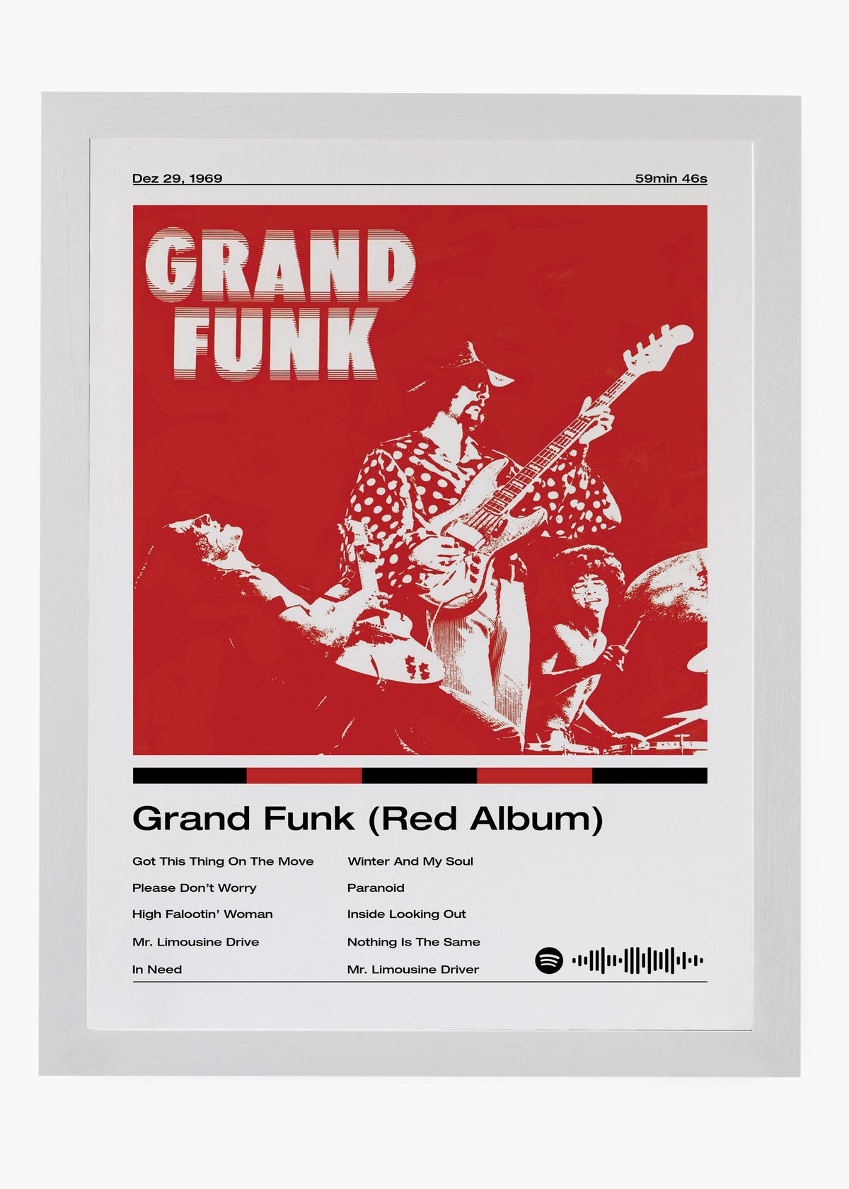 Quadro decorativo Grand Funk Red Album — arte de rock para parede | Cübe Quadros