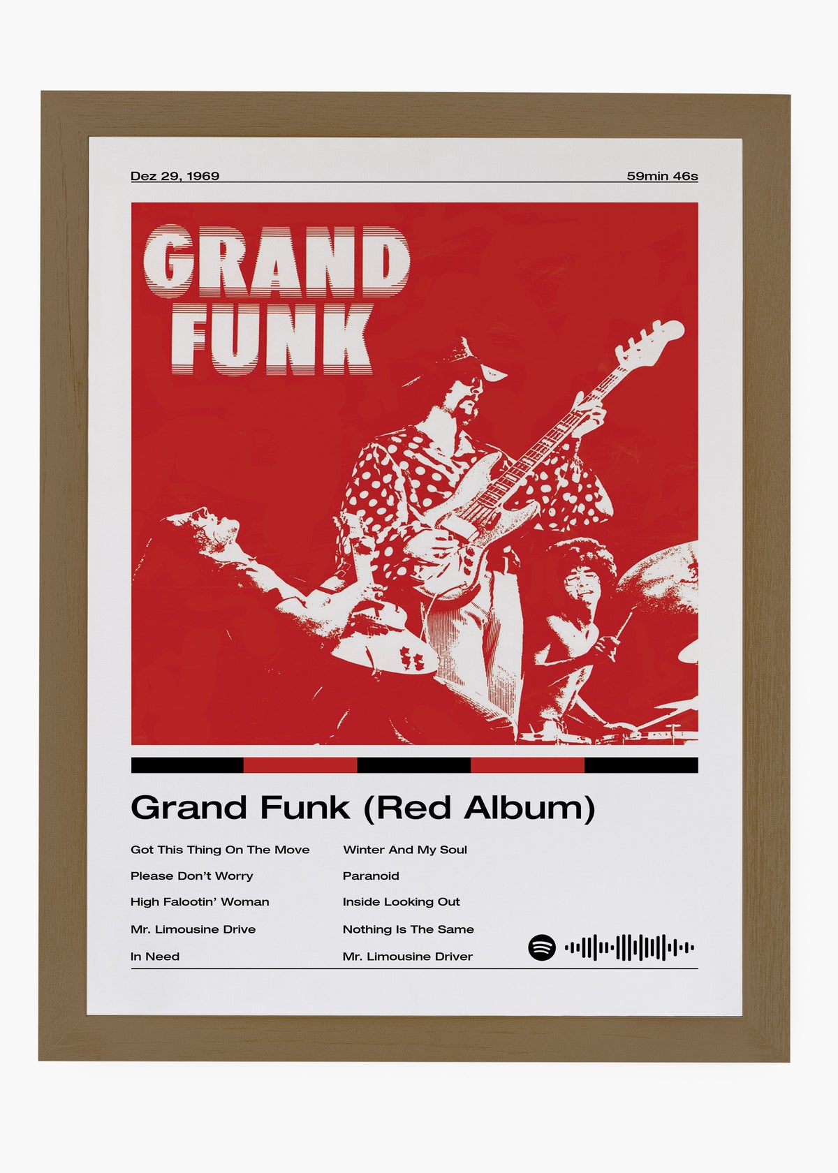 Quadro decorativo Grand Funk Red Album — arte de rock para parede | Cübe Quadros