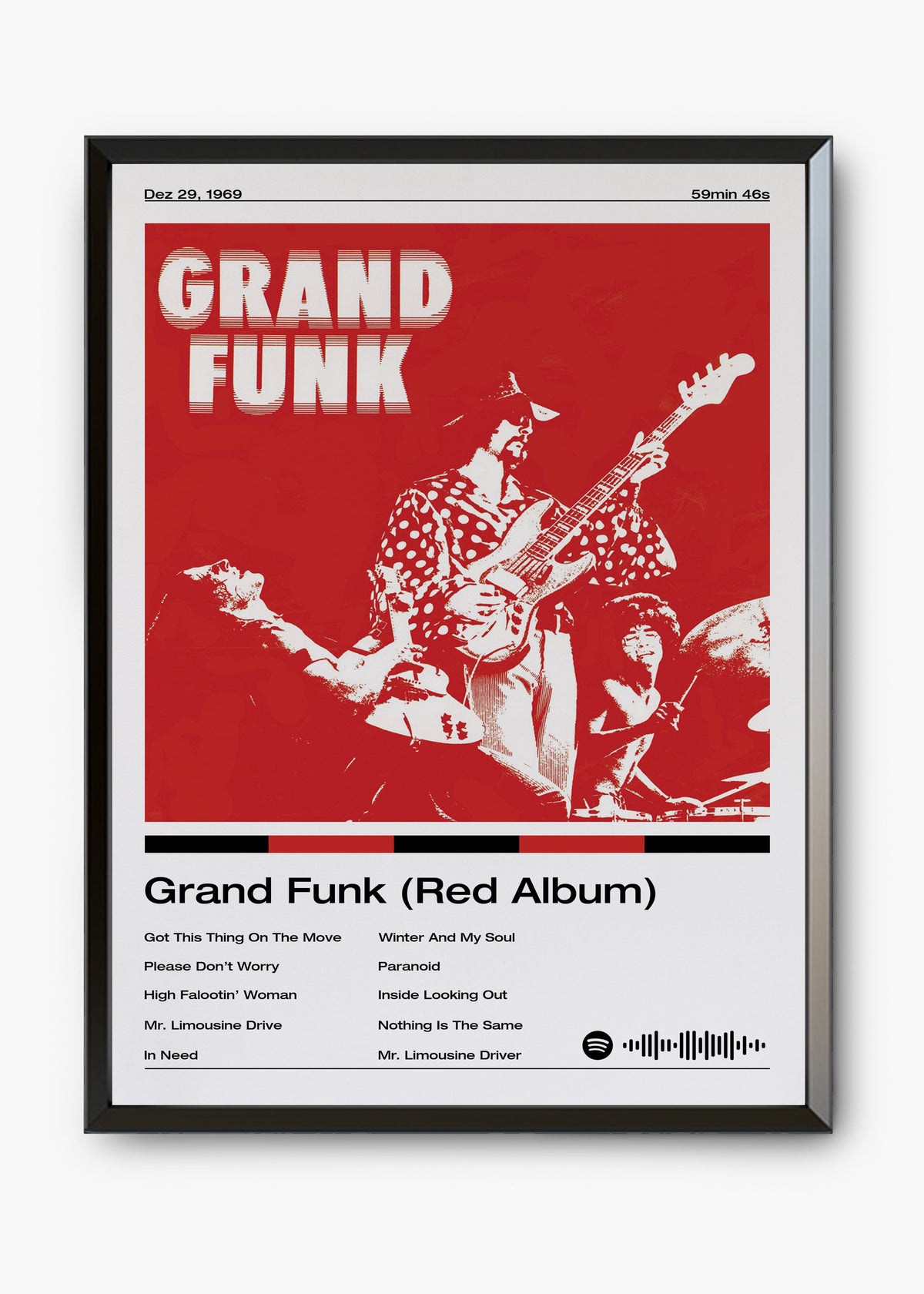 Quadro decorativo Grand Funk Red Album — arte de rock para parede | Cübe Quadros