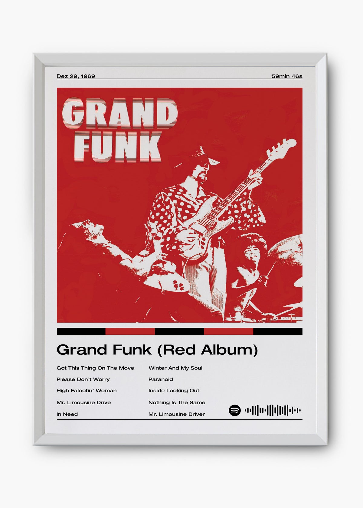 Quadro decorativo Grand Funk Red Album — arte de rock para parede | Cübe Quadros