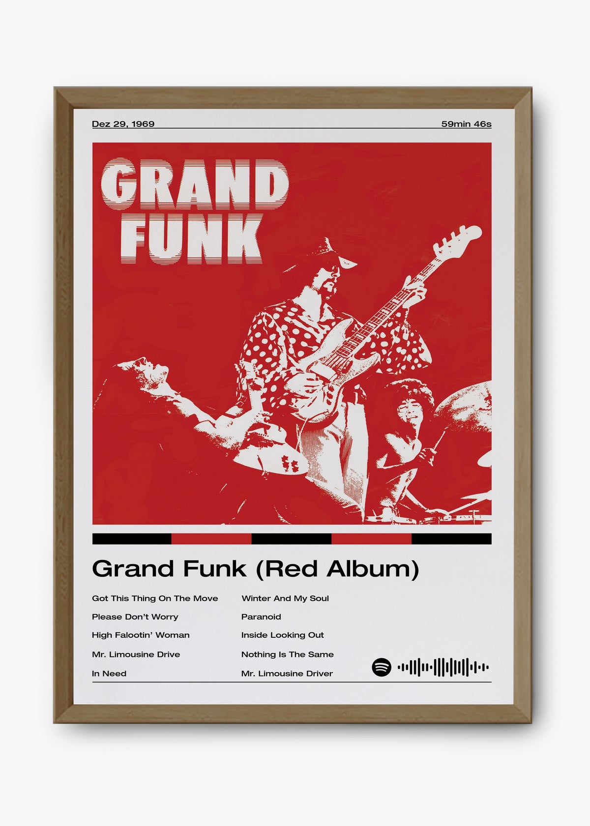 Quadro decorativo Grand Funk Red Album — arte de rock para parede | Cübe Quadros