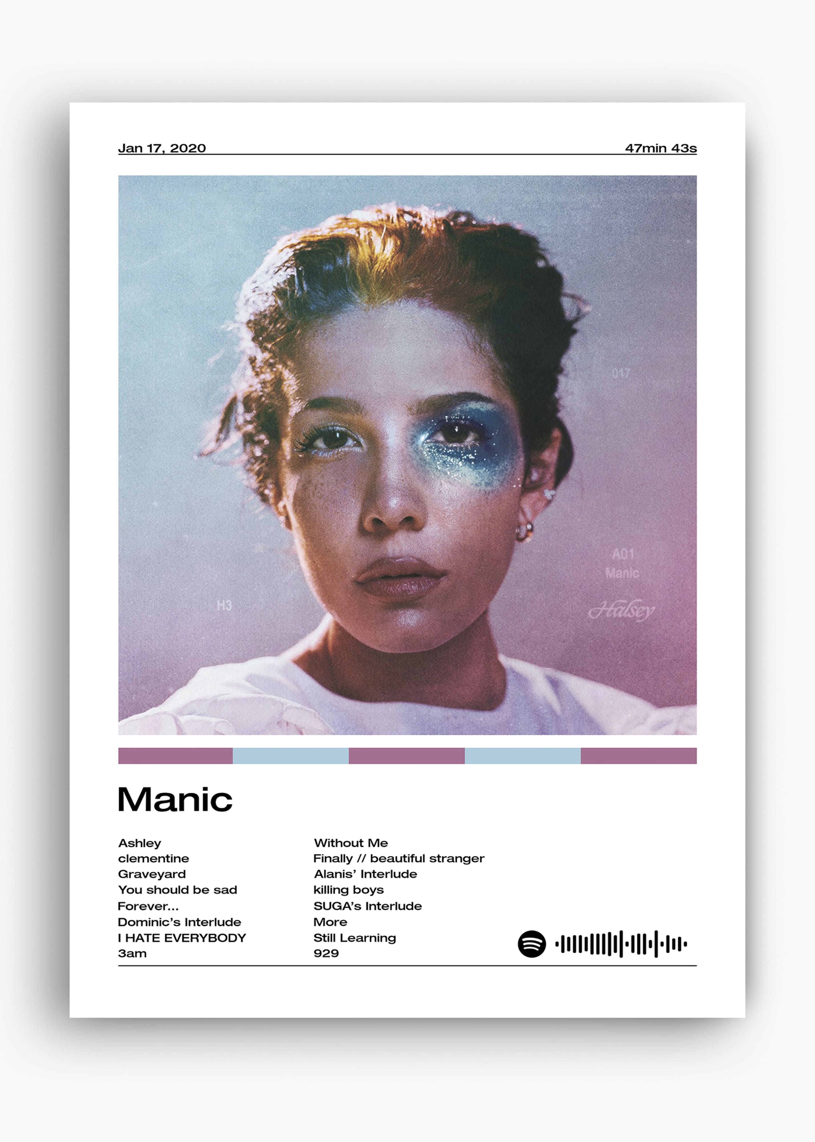 Quadro decorativo Halsey Manic — arte musical para parede | Cübe Quadros