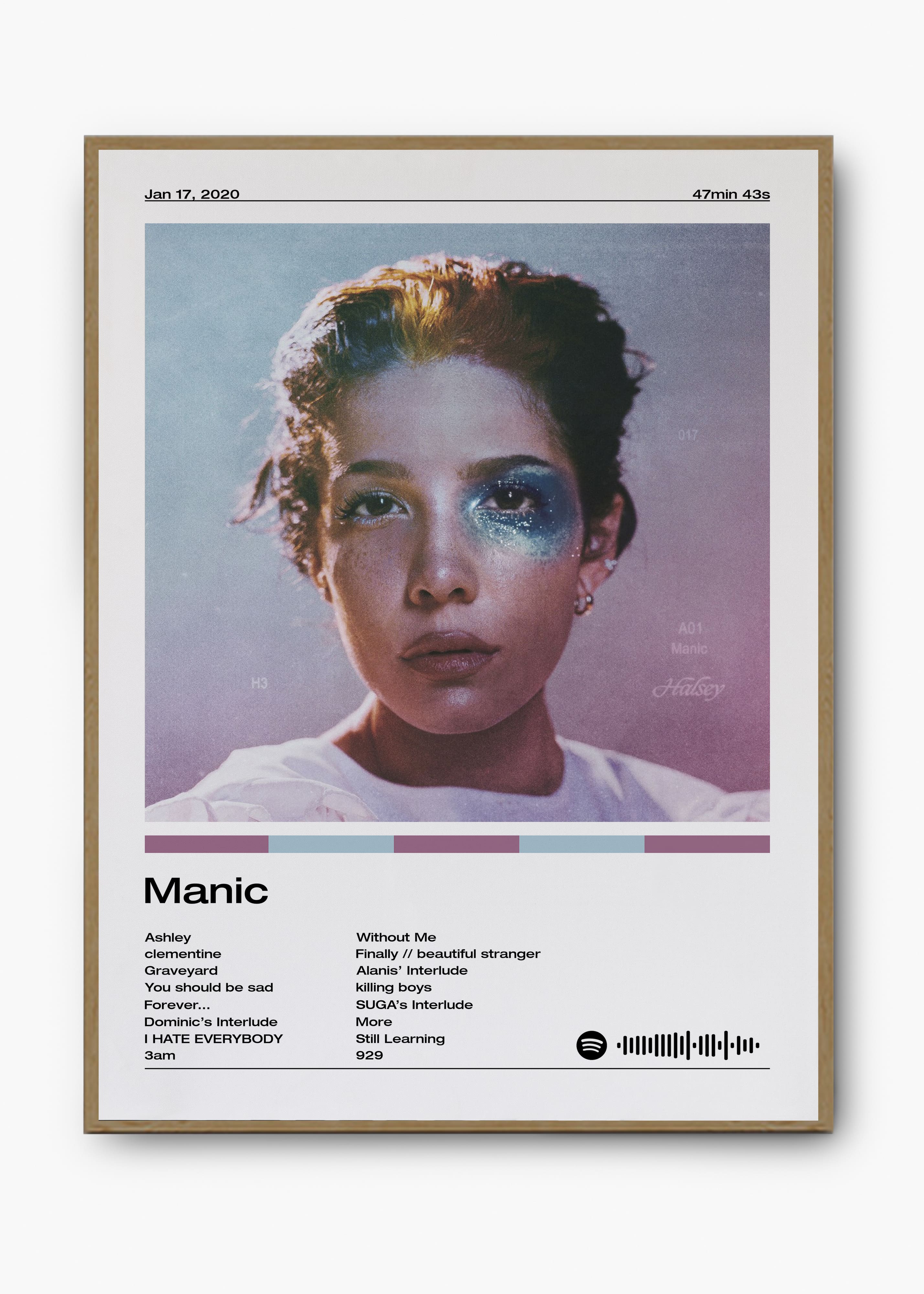 Quadro decorativo Halsey Manic — arte musical para parede | Cübe Quadros