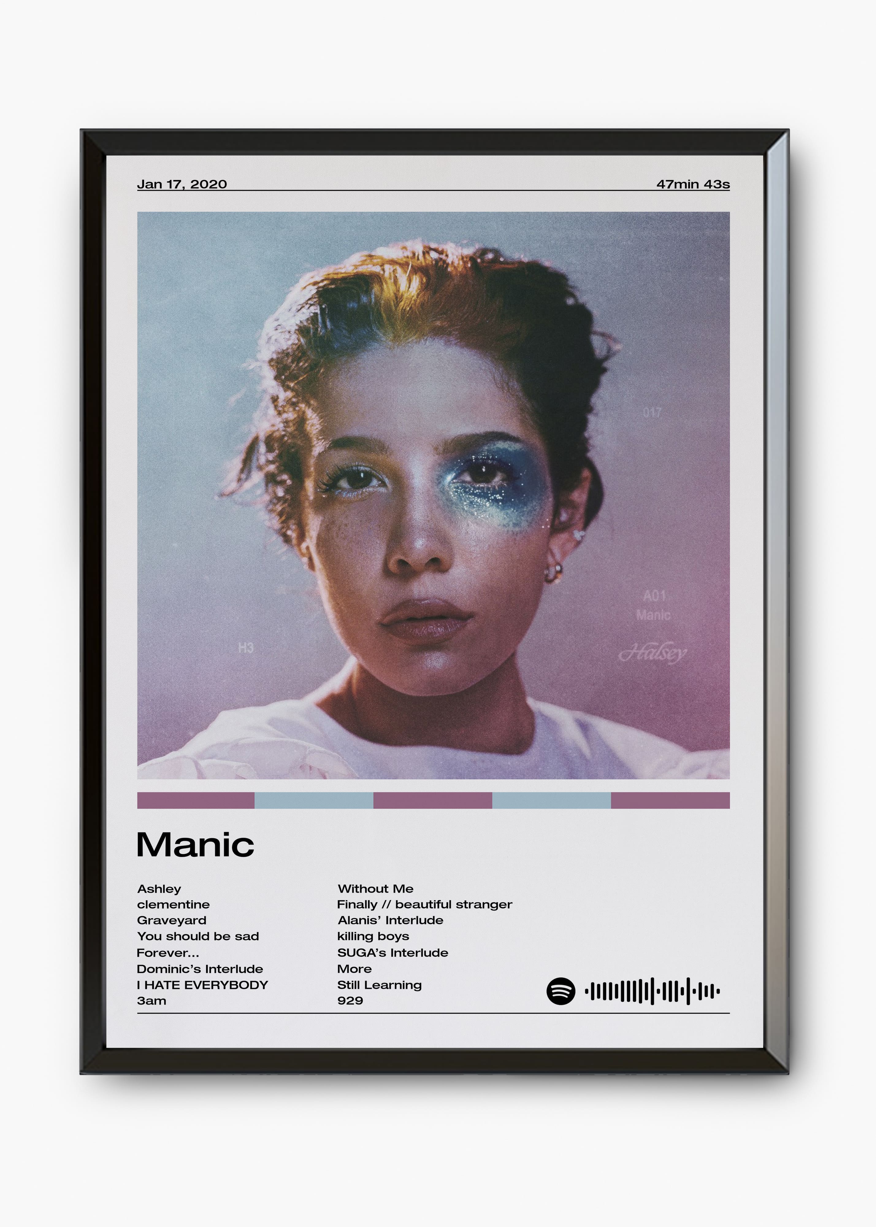 Quadro decorativo Halsey Manic — arte musical para parede | Cübe Quadros