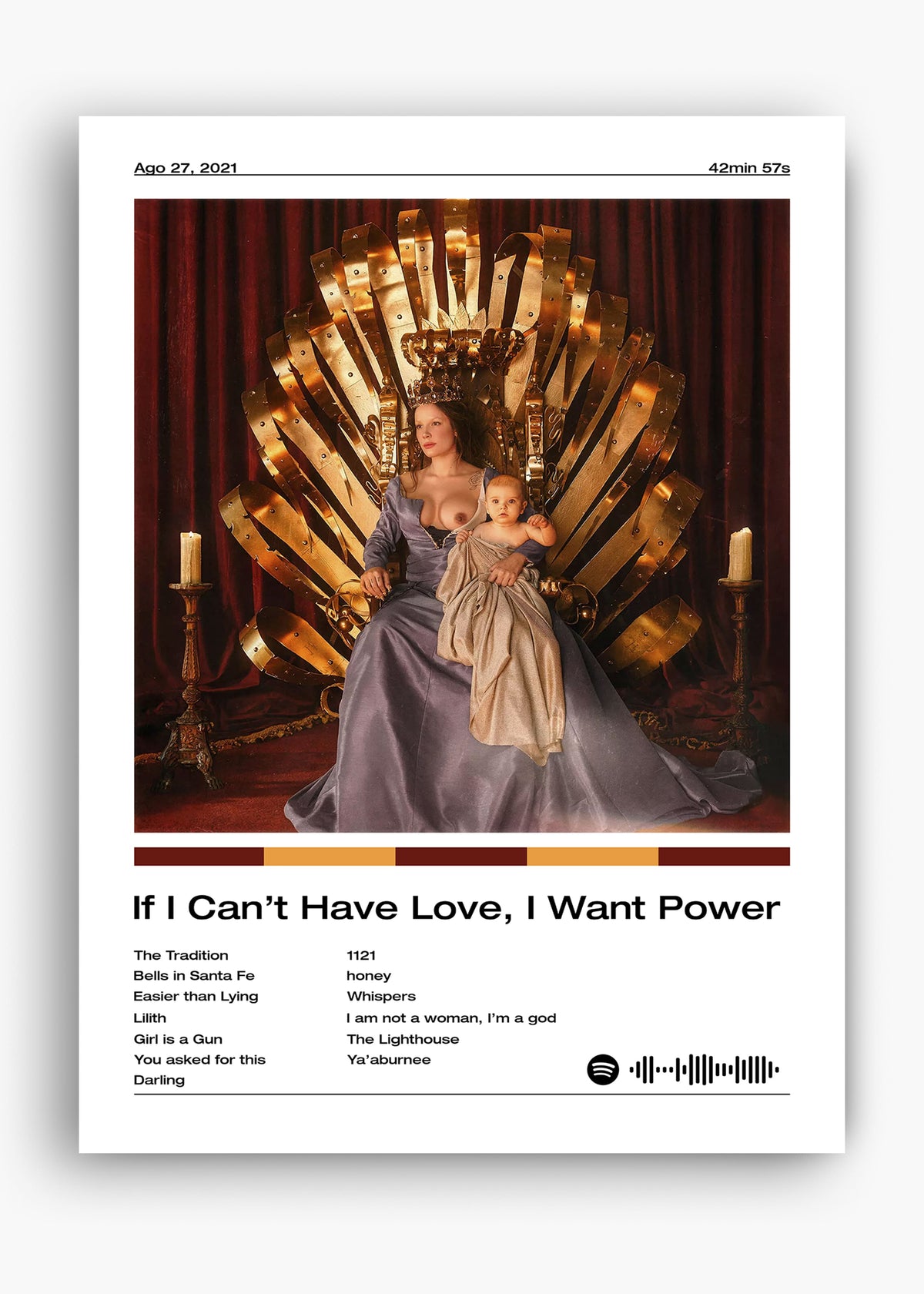 Quadro decorativo Halsey If I Can't Have Love I Want Power — arte musical para parede | Cübe Quadros