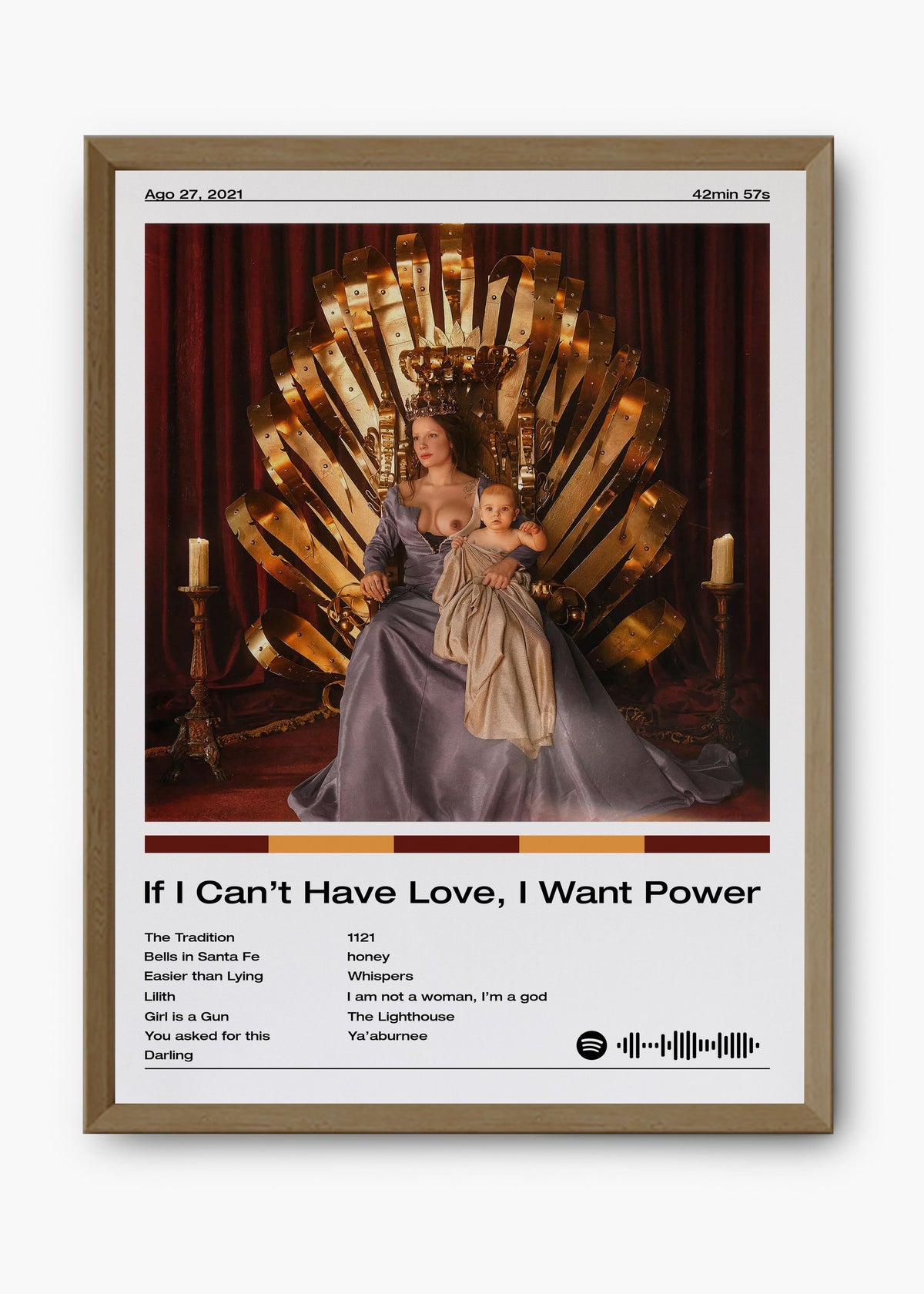 Quadro decorativo Halsey If I Can't Have Love I Want Power — arte musical para parede | Cübe Quadros