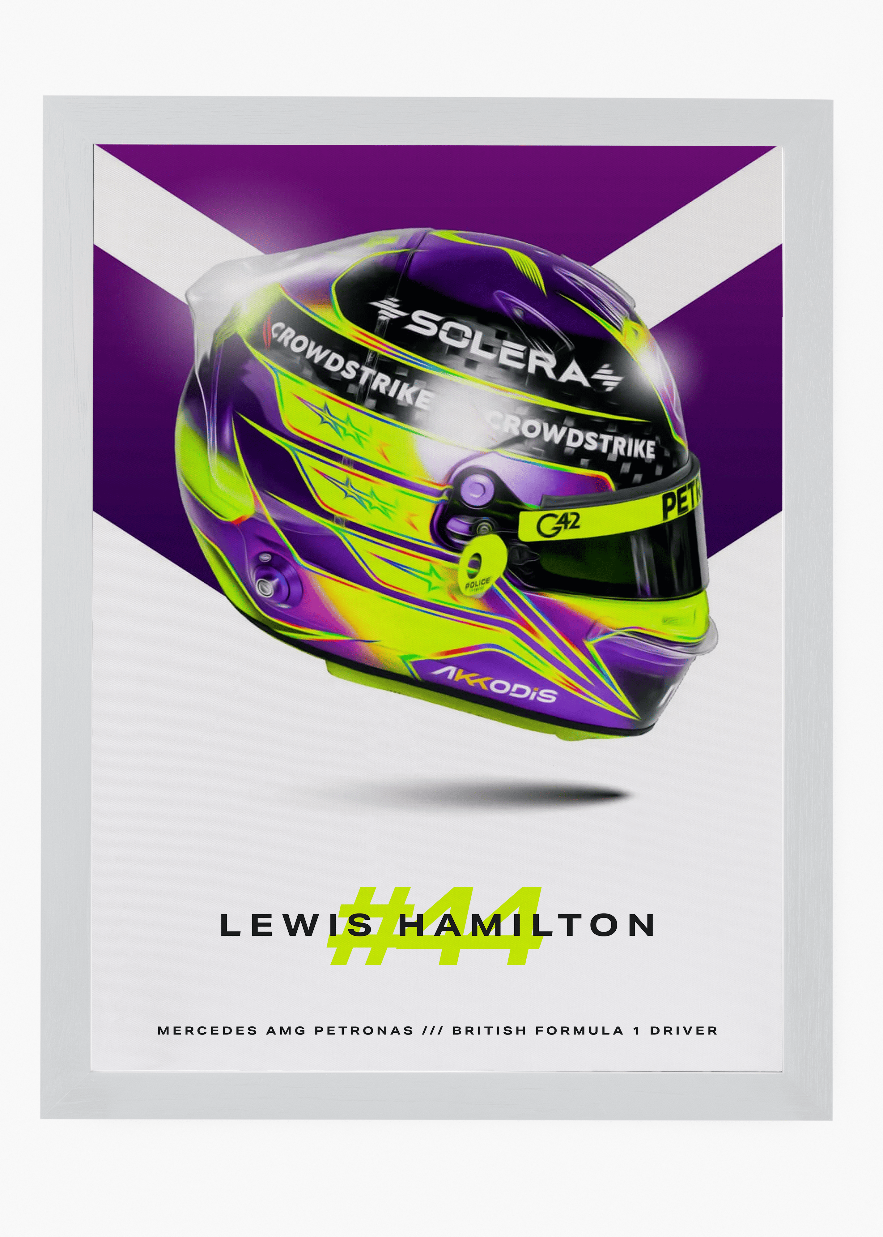 Quadro decorativo Lewis Hamilton 2024 — arte de automobilismo para parede | Cübe Quadros