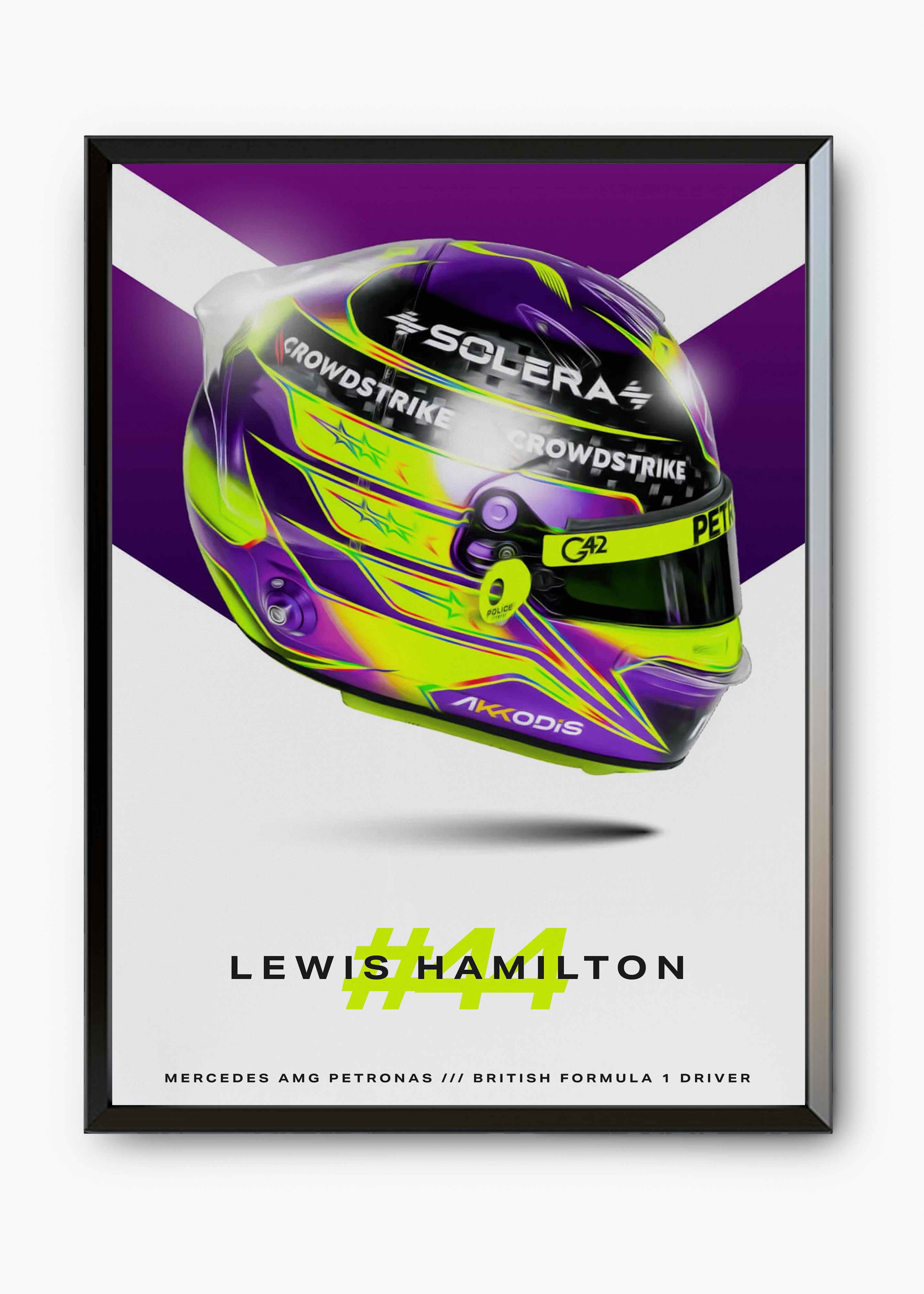 Quadro decorativo Lewis Hamilton 2024 — arte de automobilismo para parede | Cübe Quadros